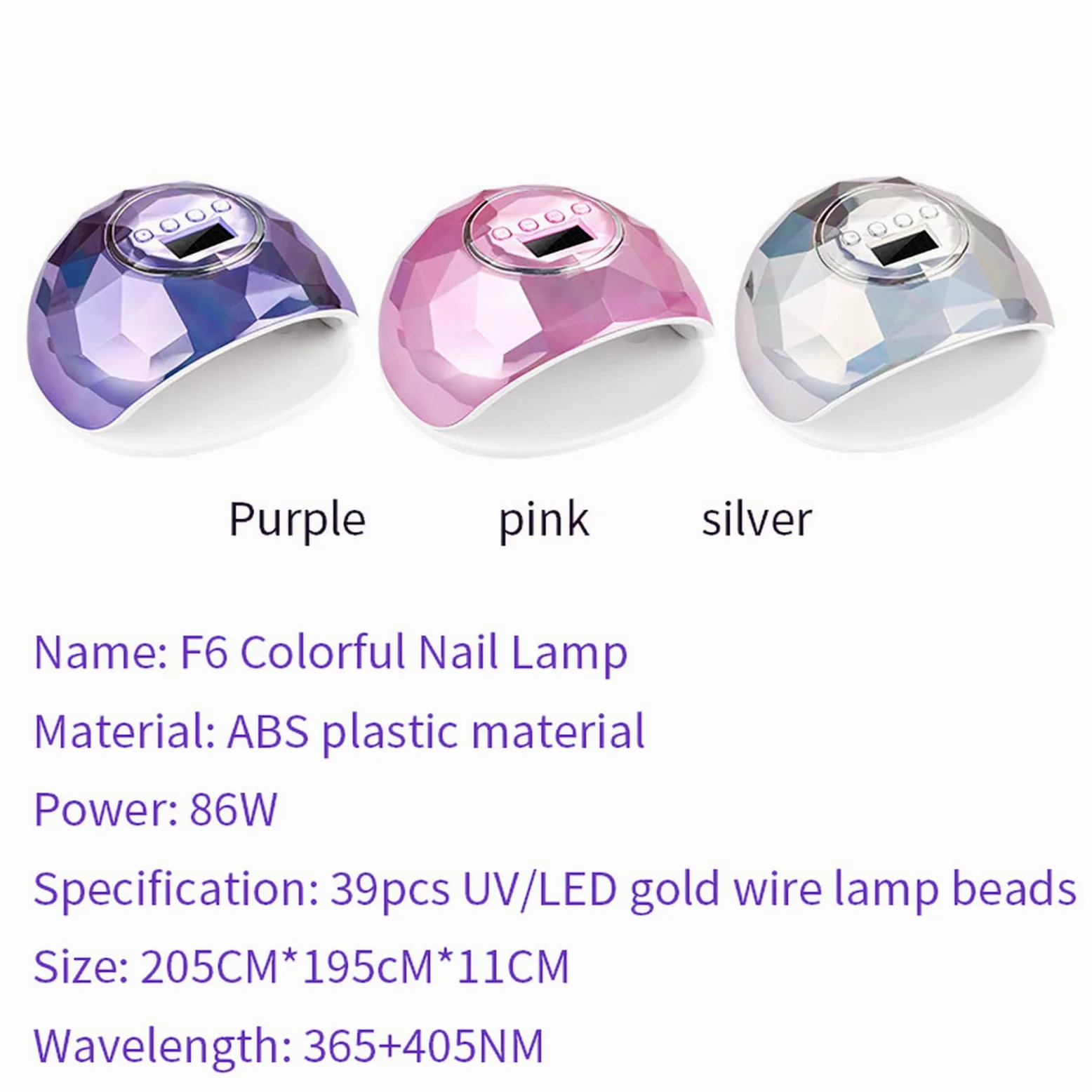 ZYC La Lampada a LED UV 86W per Unghie è Adatta per Tutti Gli smalti di Gel con Raggi ultravioletti 39 LED Lampada per Unghie a Secco rapido,Viola