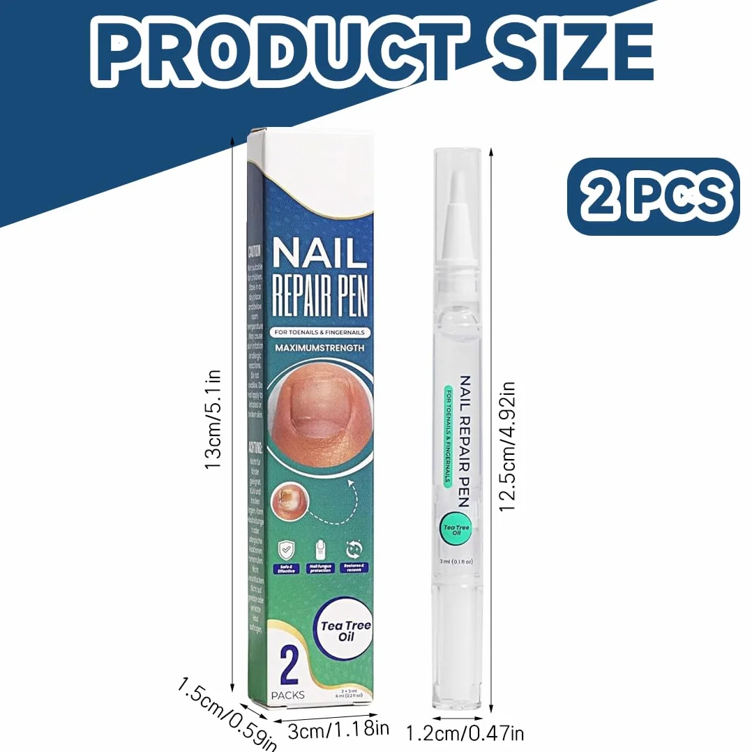 Penna per la cura delle unghie Tea Tree Oil, formula a base vegetale, si prende cura delle unghie danneggiate, confezione da 2, soluzione per la salute delle unghie
