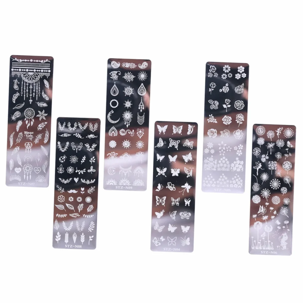 CALLARON 3 Set Piastre Stamping Unghie Acciaio Inossidabile Con Floreali E Farfalle Per Nail Art Creativa E Per Manicure E Speciali 6 Pezzi*3