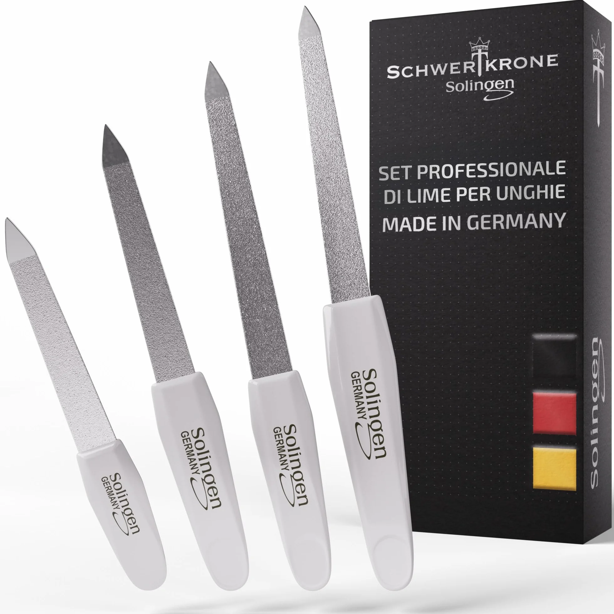 SCHWERTKRONE Set 4 Lime per Unghie in Zaffiro - Solingen, 4 Pezzi Diverse Misure per Manicure e Pedicure