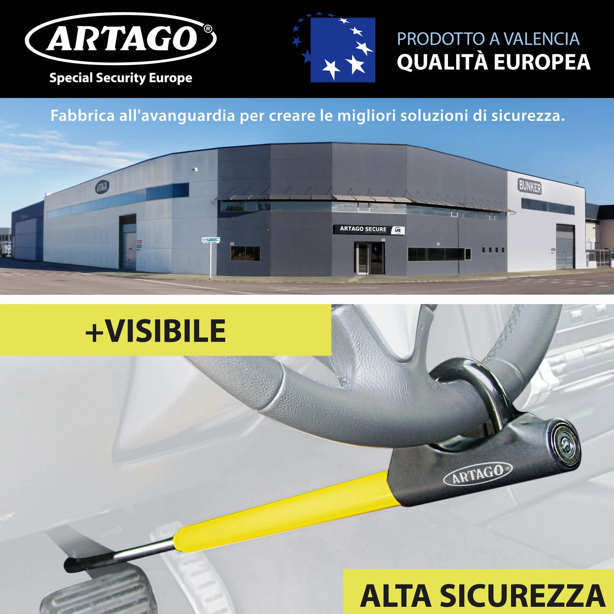 ARTAGO 871 Antifurto Auto Blocca Sterzo Meccanico Universale per Auto Camper