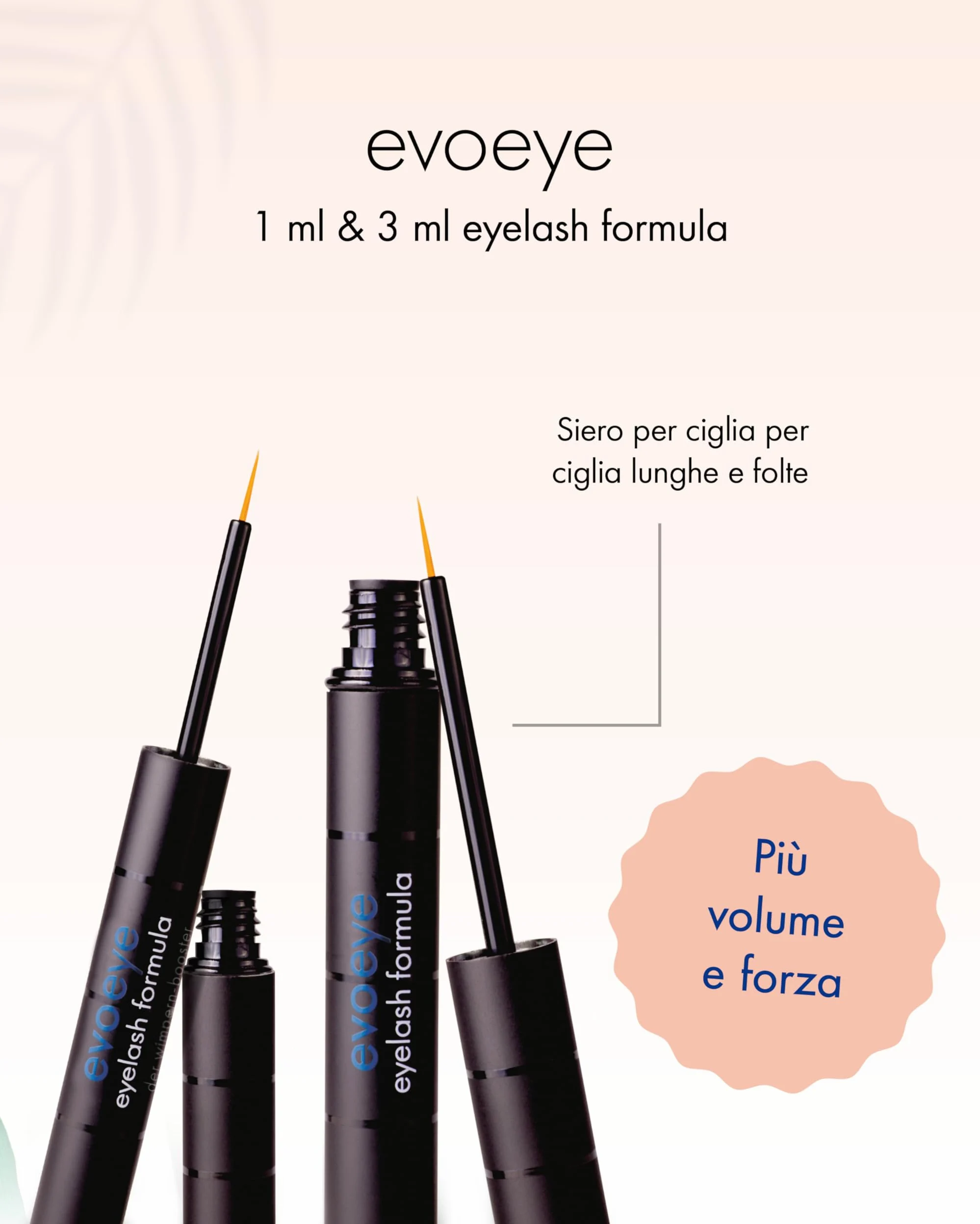 Set Avantage evoeye Eyelash Serum Formula 3 ml + 1 ml I Siero per ciglia per ciglia lunghe e dense in 6-8 settimane I Siero con peptidi rivitalizzanti