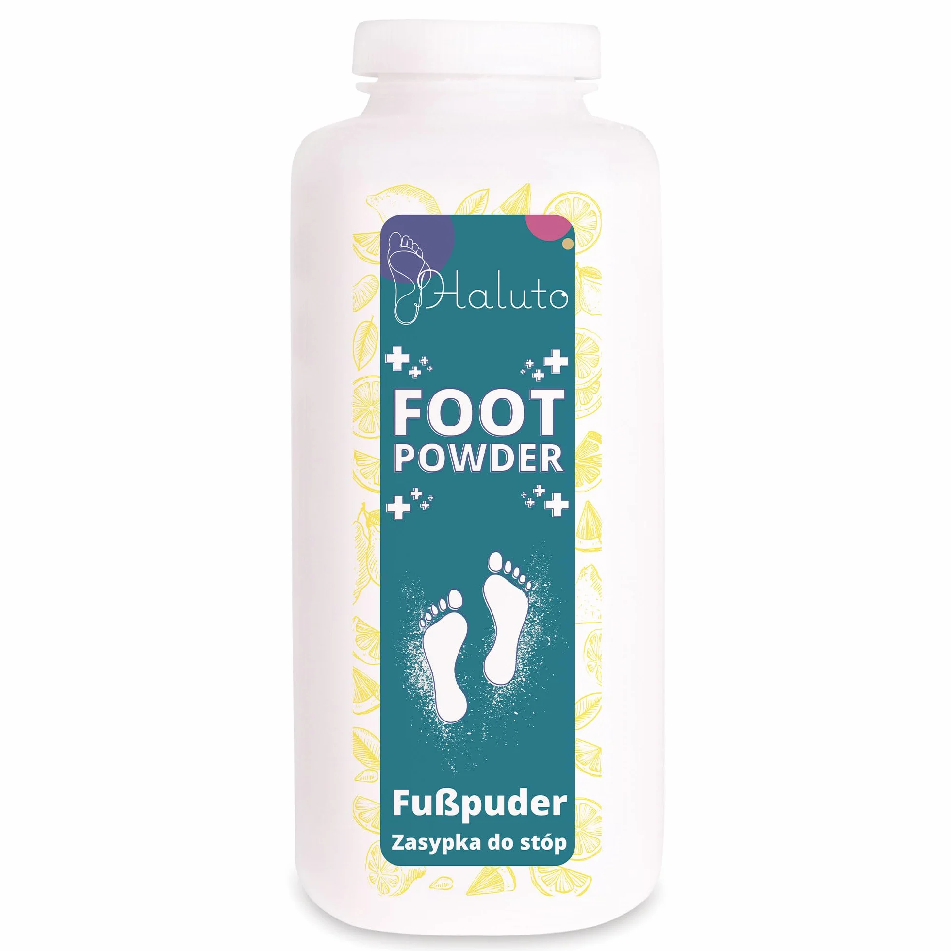 HALUTO Antibatterico Polvere Piedi - Talco Profumato - Elimina l'odore di Scarpe e Piedi - Naturale - Assorbono l'umidità - per Scarpe Sportive, da Lavoro e da Ginnastica