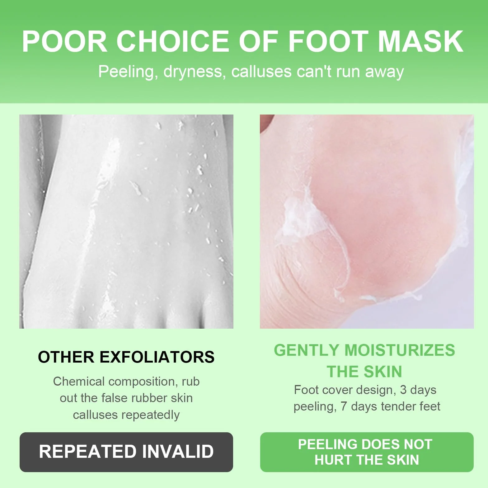 2 Paia Maschera Piedi Esfoliante, Maschera Piedi Idratante, Maschera Esfoliante Piedi, Rimozione di Calli e Pelle Morta Piedi, Scrub Piedi per Piedi Lisci e Morbidi (Aloe Vera)