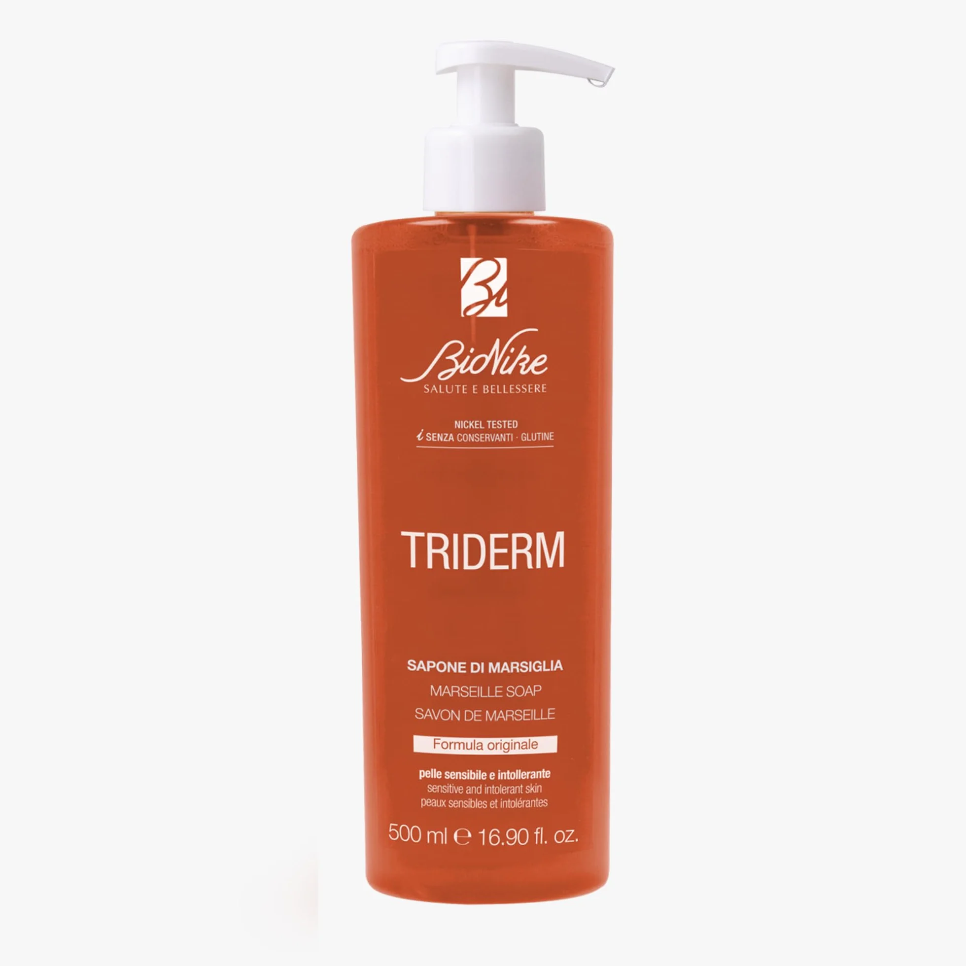 Bionike Triderm - Sapone Liquido di Marsiglia per Pelli Sensibili e Intolleranti, Detergente per Lavaggi Frequenti ad Azione Protettiva e Idratante, Dona Morbidezza alla Pelle