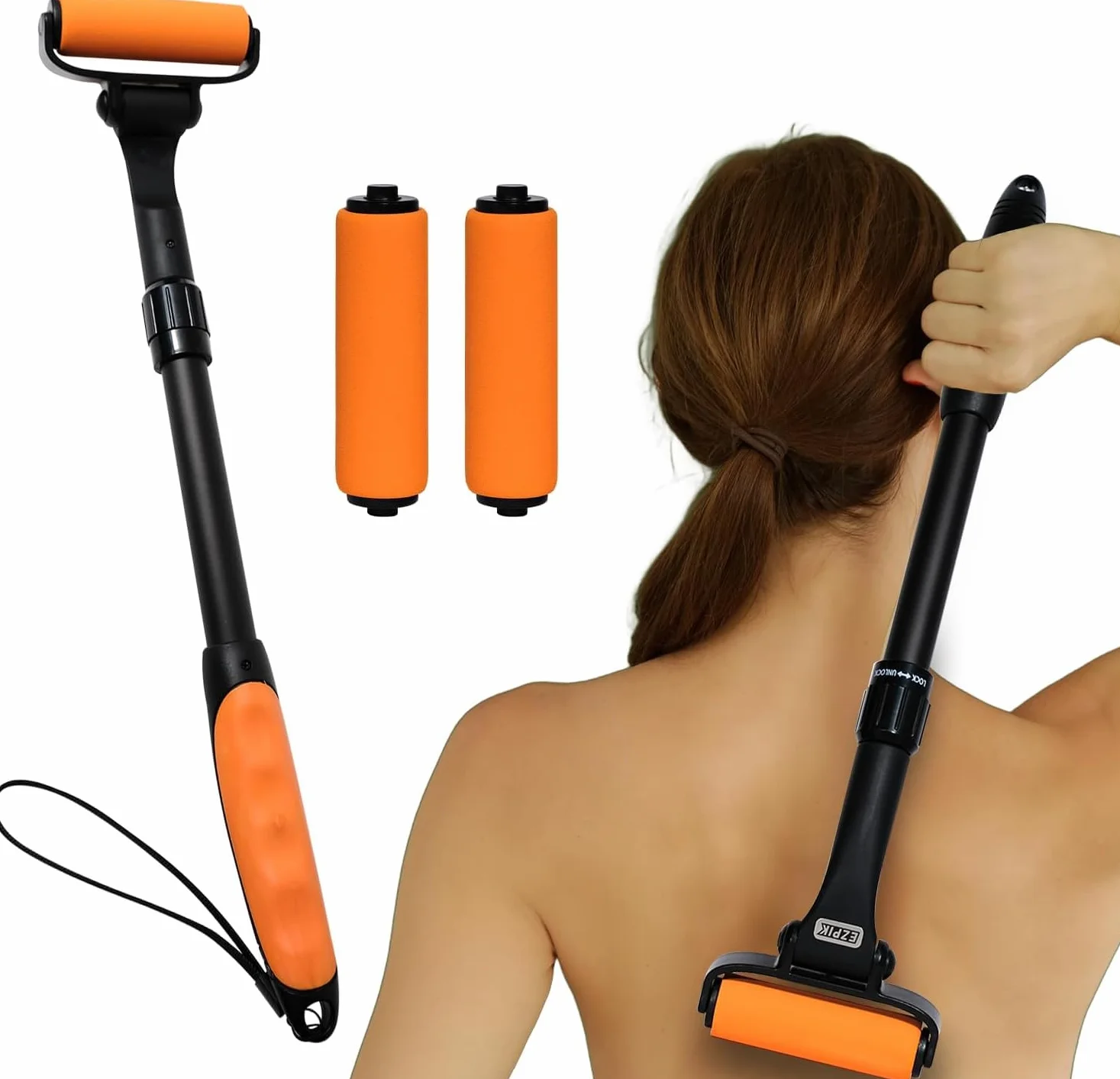 EZPIK Applicatore crema schiena estensibile 58 cm design curvo per anziani mobilità ridotta