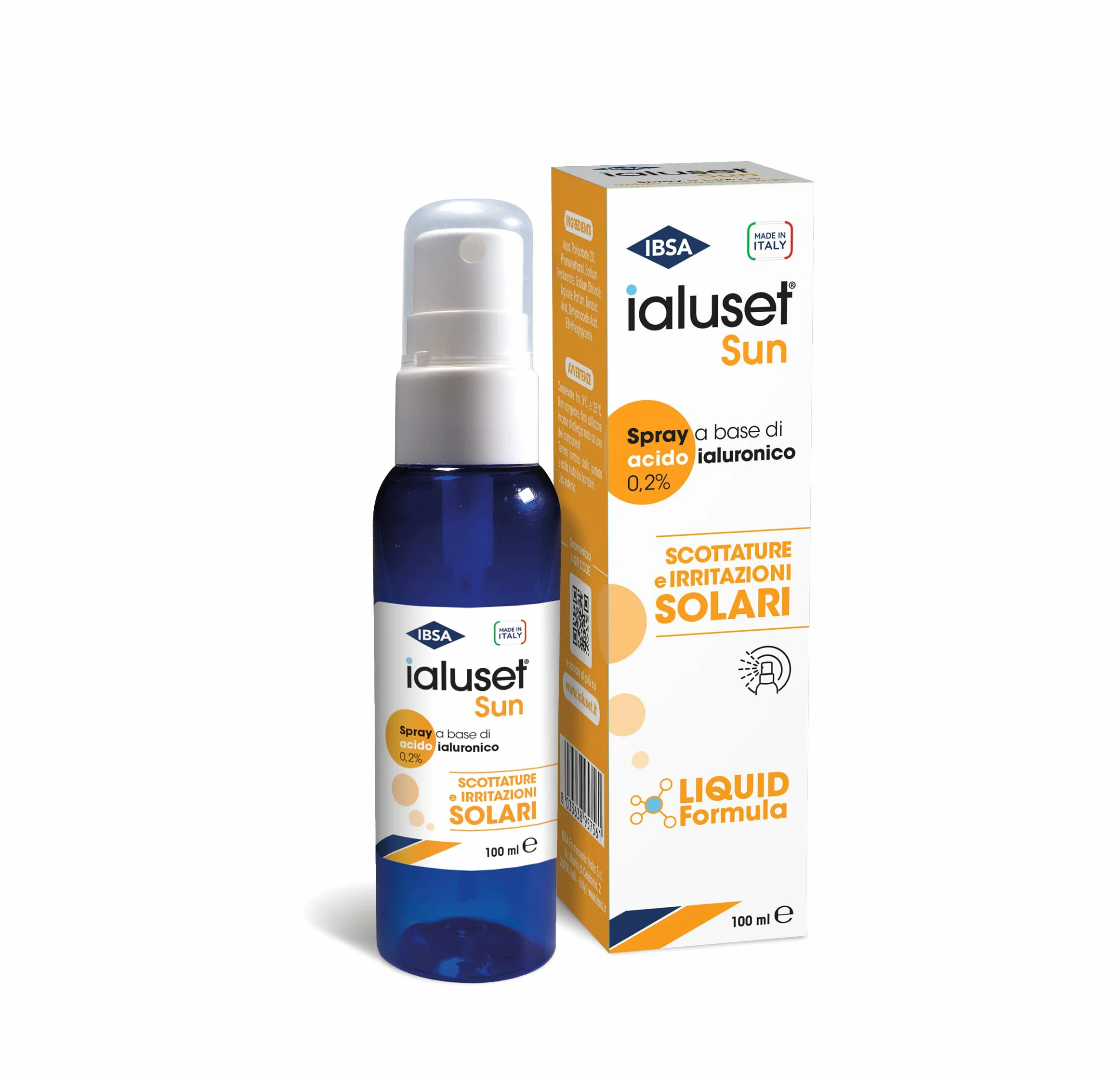 Ialuset Sun 100 ml | Spray a base di acido ialuronico 0,2% che contribuisce a lenire i sintomi di scottature e irritazioni solari
