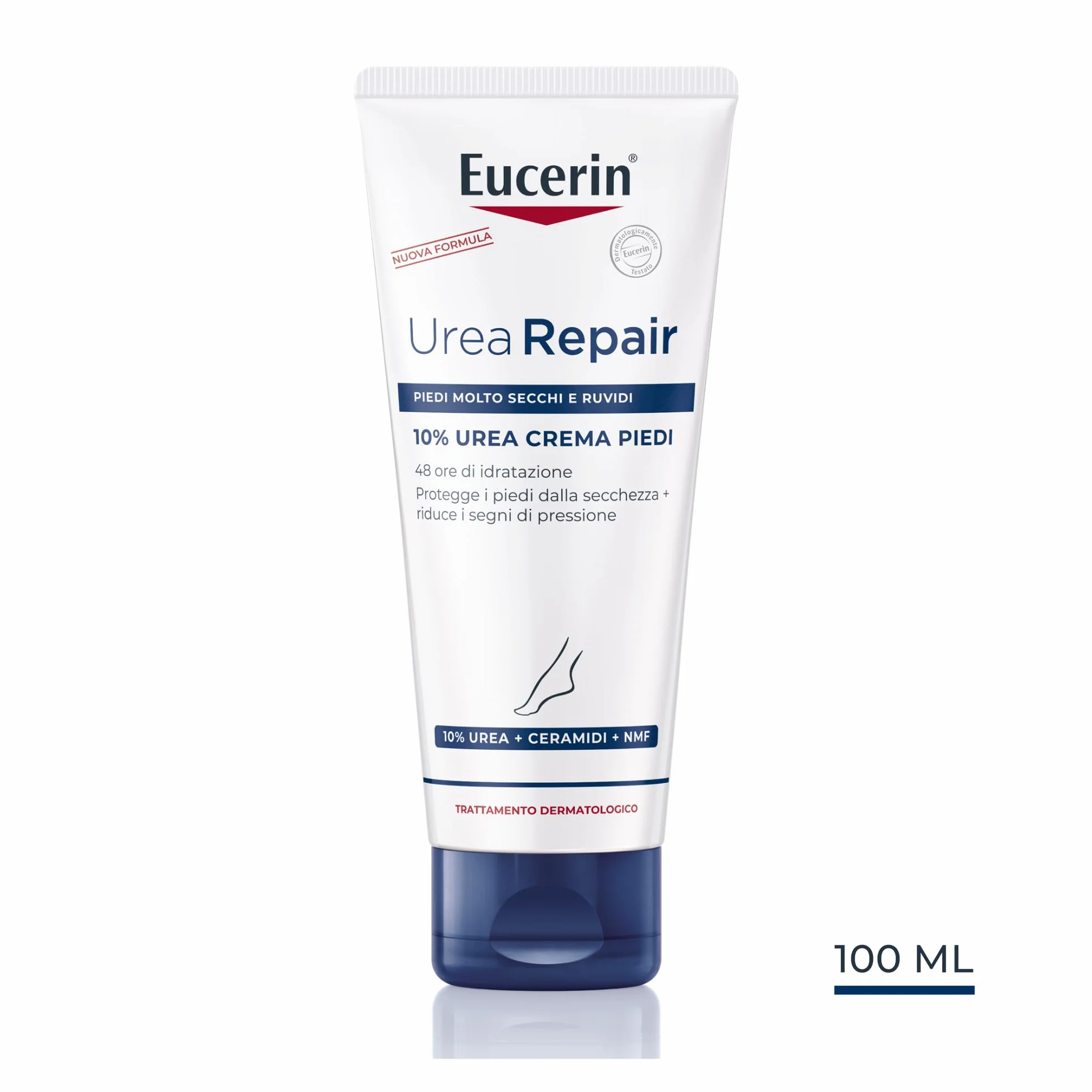 Eucerin Urea Repair Crema Piedi 10% 100 ml, idratante 48h z Ceramidami