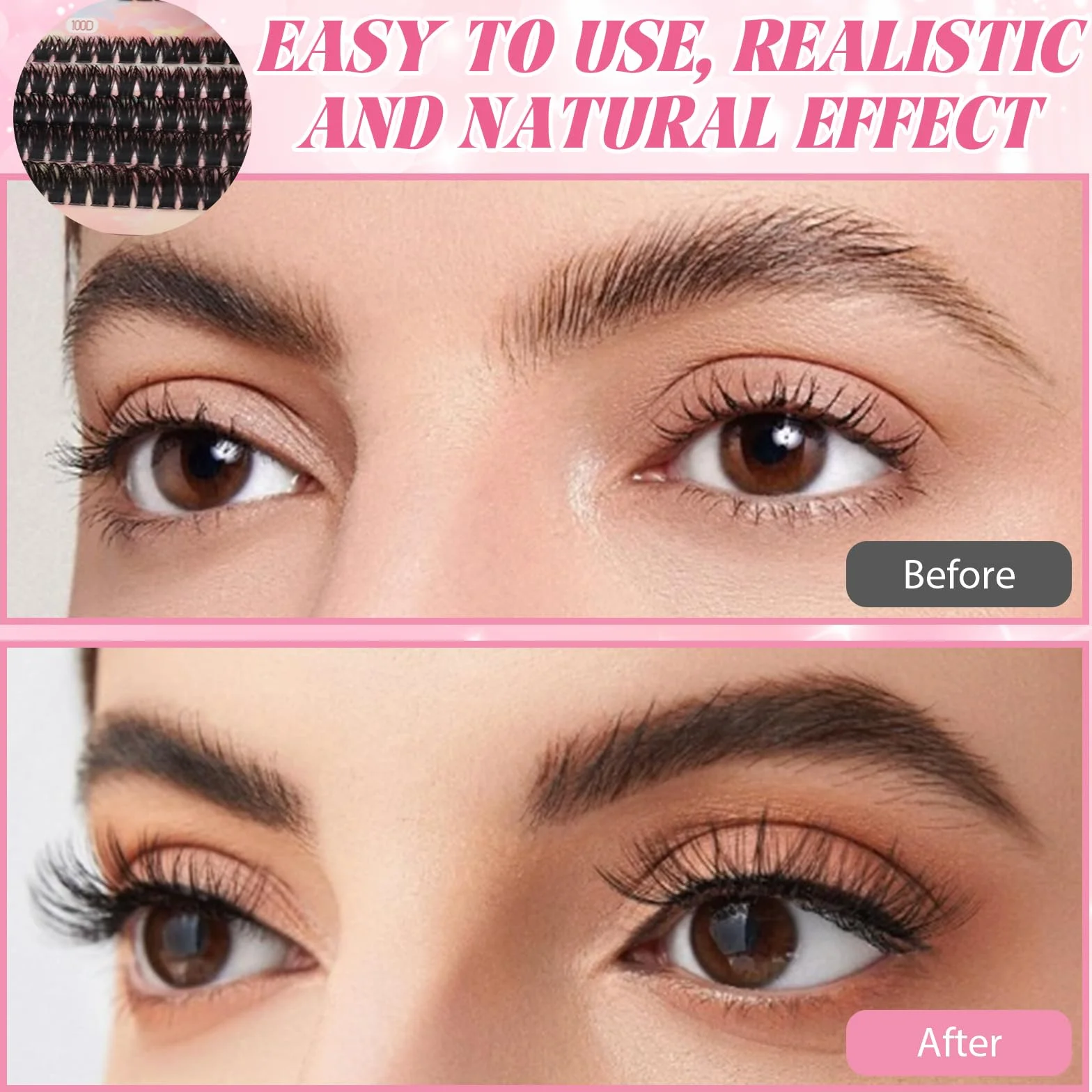 VEGCOO 590 Pezzi Ciglia Finte Ciuffetti Lash Cluster Kit Ciglia Extension D Curl 8-16mm