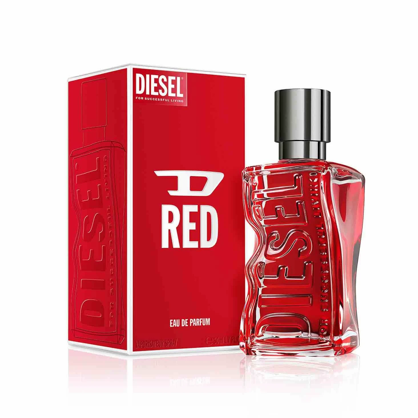 Diesel D Red Eau de Parfum Uomo, Profumo Uomo Fresco e Appassionato, Fragranza Agrumata e Legnosa, Note di Pompelmo Rosso, Lavanda e Legno di Sandalo, A Lunga Durata, Profumo di Lusso per Uomo