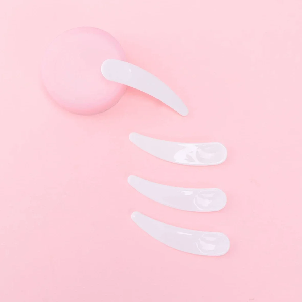 100 spatole cosmetiche in plastica, usa e getta, mini spatole cosmetiche (bianco)
