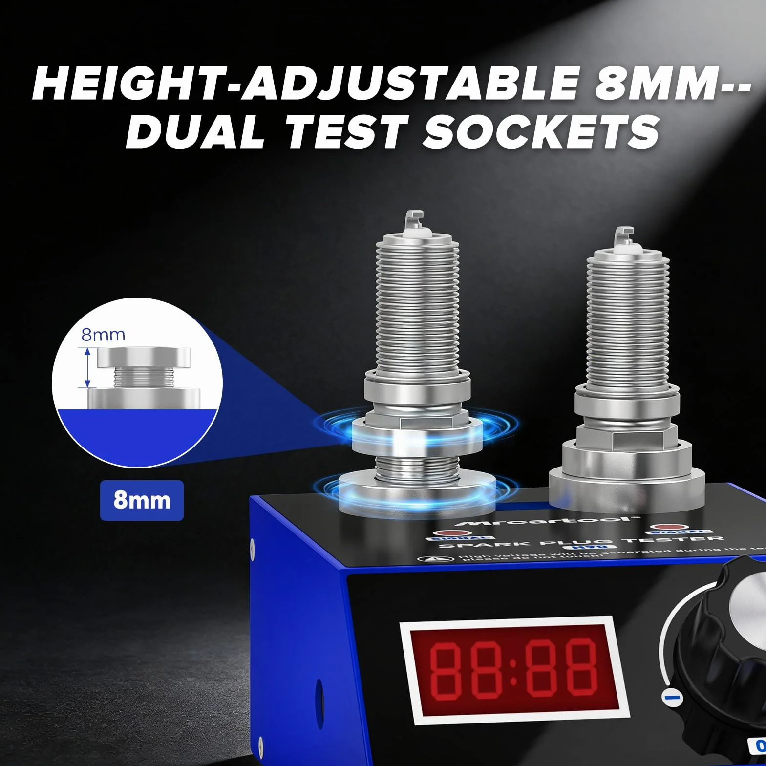 MRCARTOOL Tester accensione candele auto, analizzatore sistema doppio foro, copertura protettiva 12 mm (Klein blu)
