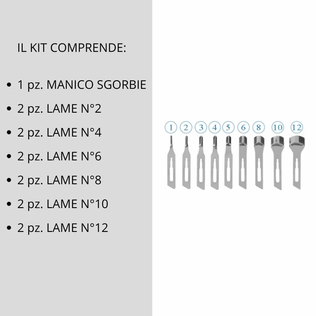 Sgorbie per pedicure professionale 2 pezzi acciaio inox temprato N° 2-4-6-8-10-12