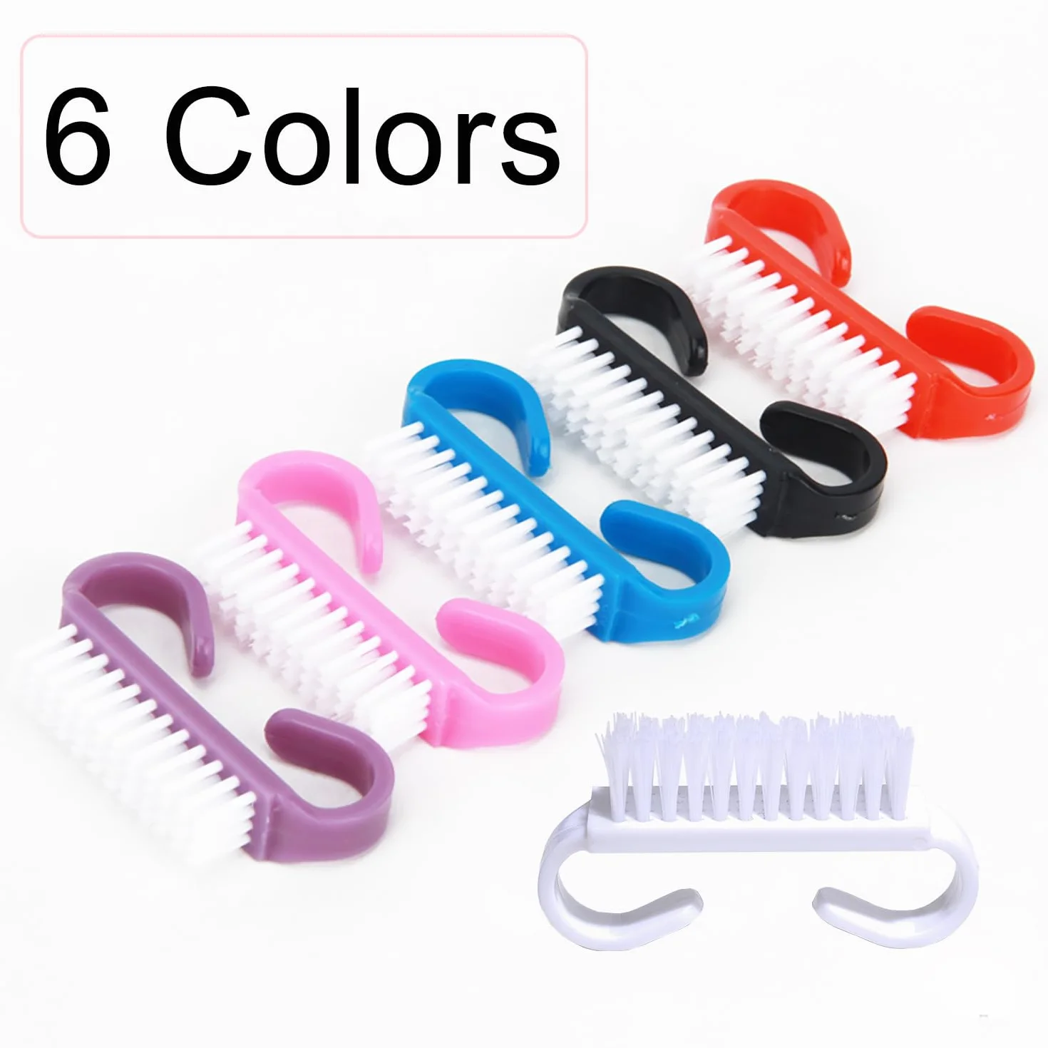 6 Pacchi Manico Spazzola per Unghie, per Dita e Unghie Pulitore Pennelli per Uomini e Donne(6 Colore?