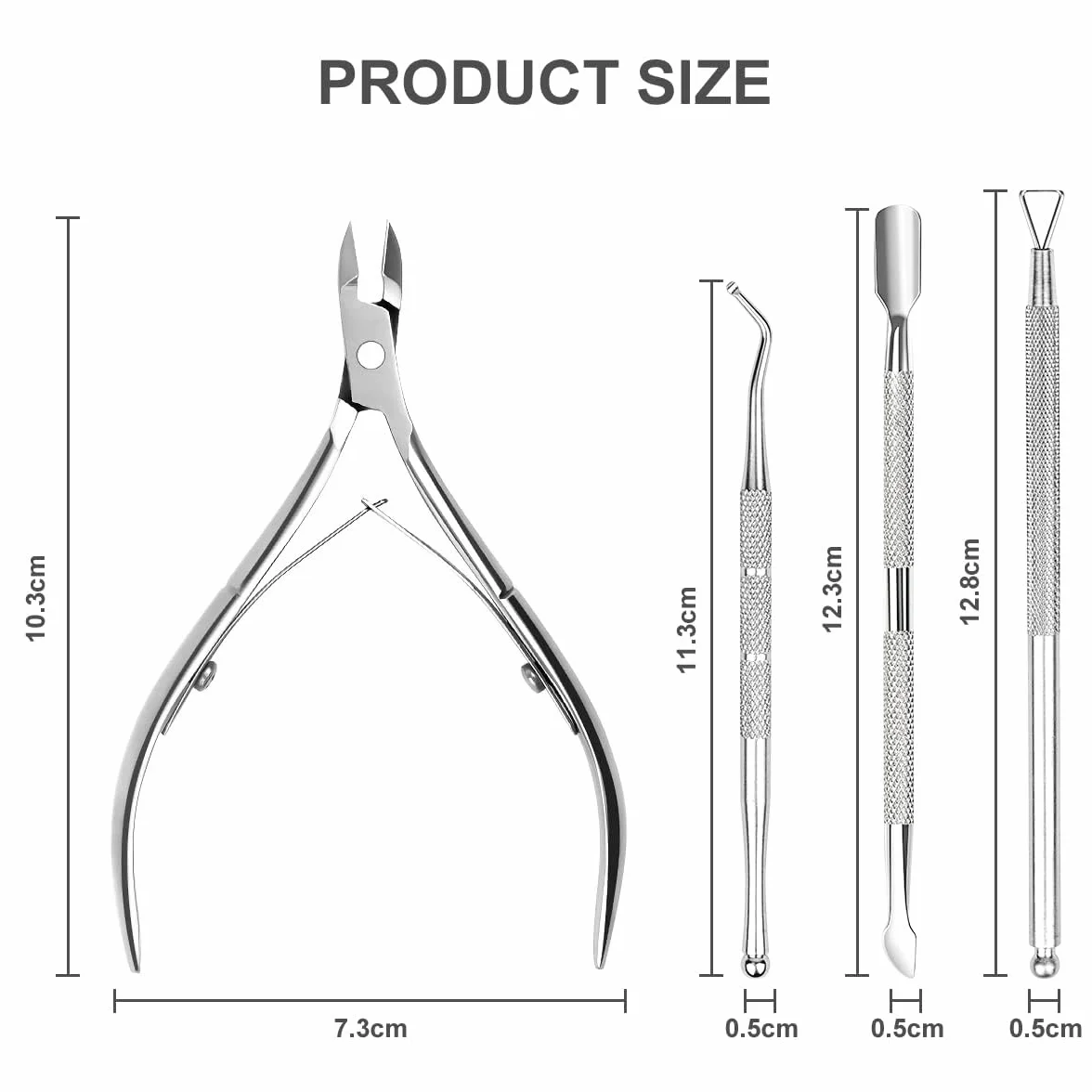 ACWOO Tronchesi per Cuticole 4 Pezzi, Taglia Cuticole Professionale Acciaio Inox per Unghie Incarnite, Kit Manicure con Spingi Cuticole