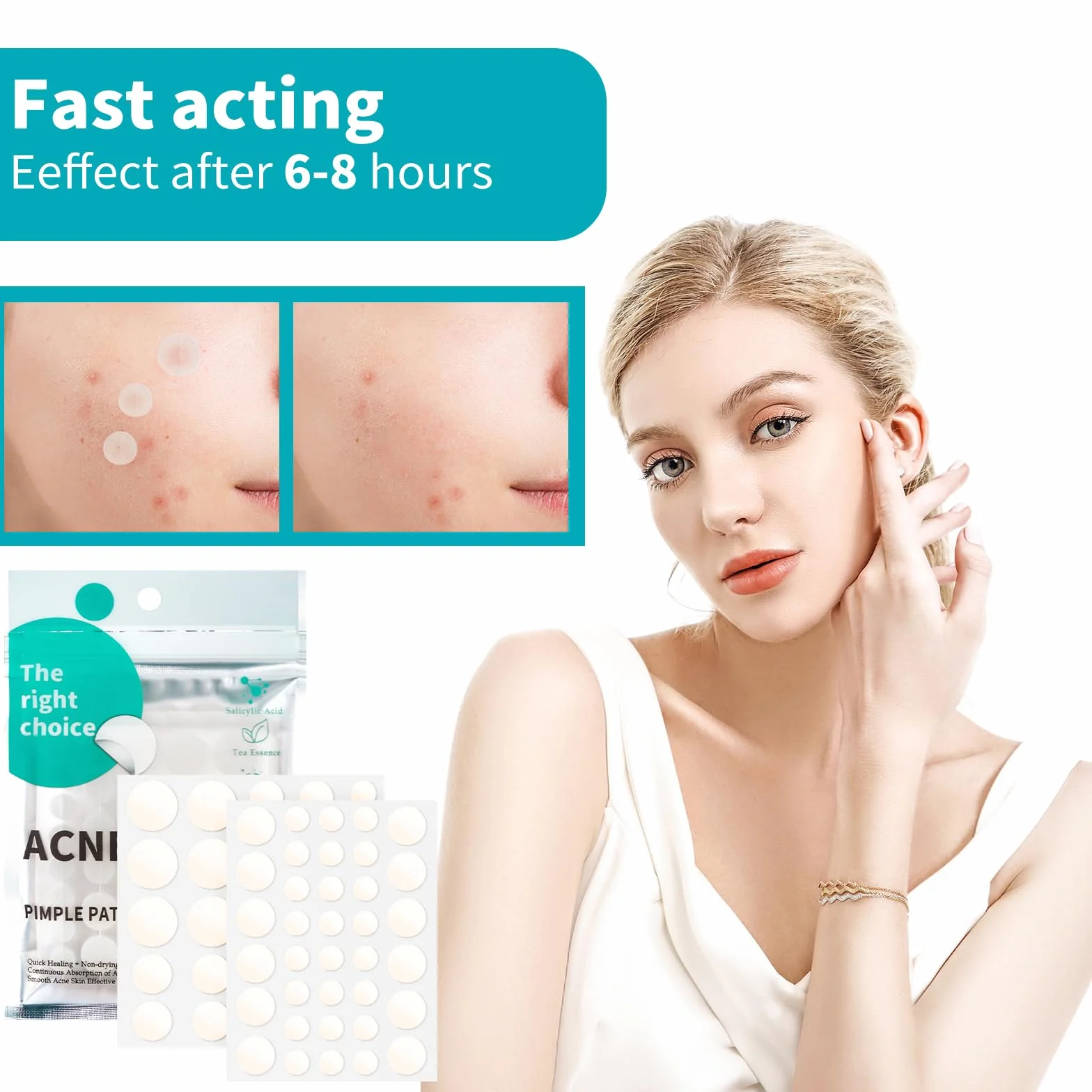 528 Pezzi Cerotti Brufoli, Hydrocolloid Patch Invisibile Naturale 2 in 1 Giorno e Notte Che Invisibile Patch Brufoli Impermeabile e Traspirante Assorbenti