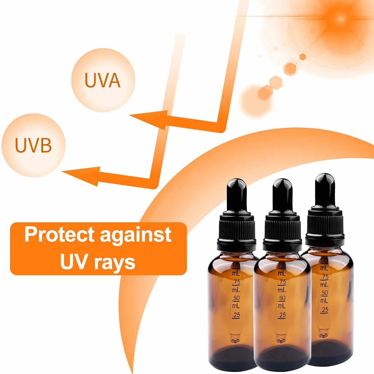 Brevanza 6 pezzi contagocce vetro scuro 30ml con imbuti per oli essenziali