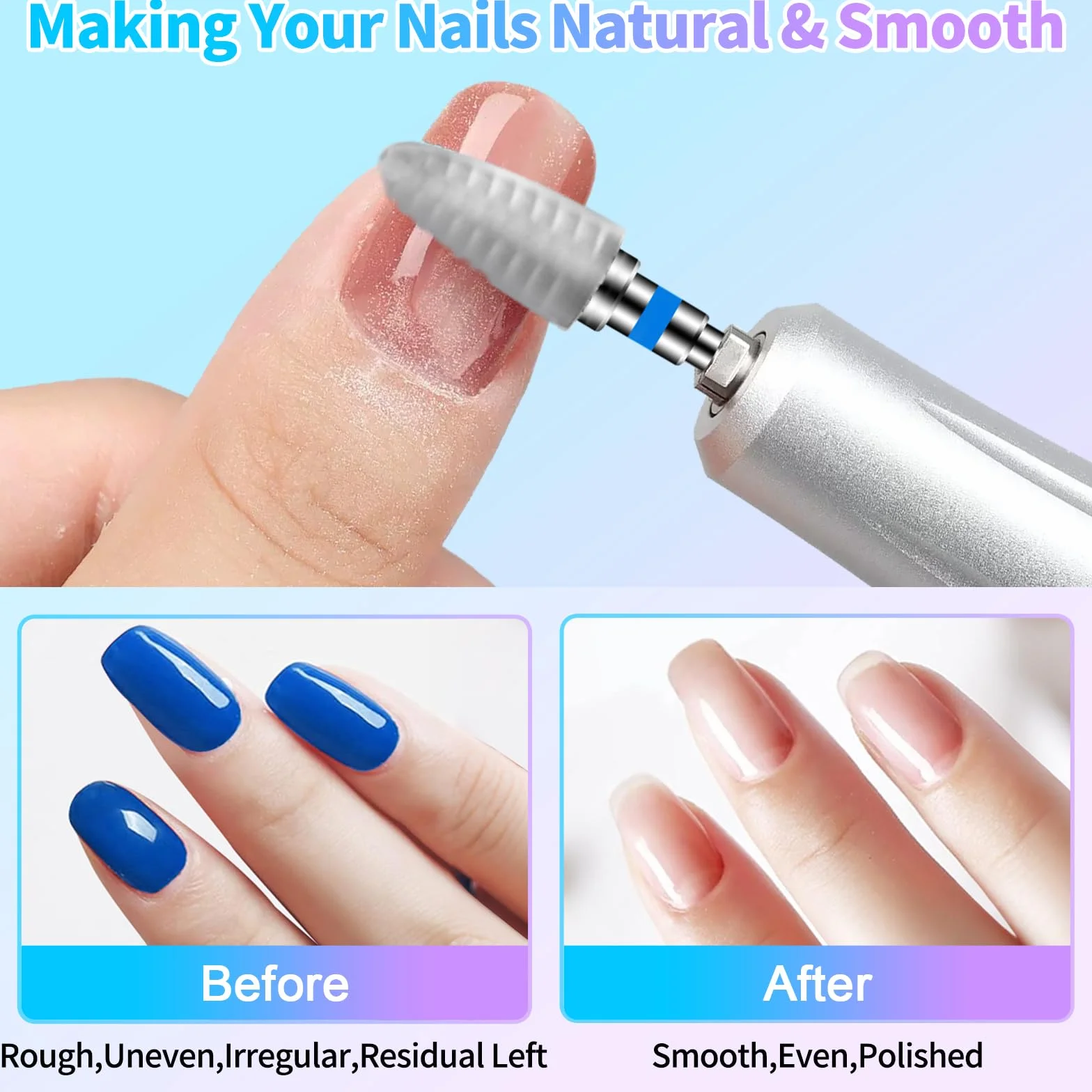 Punte Fresa Unghie in Acciaio Inossidabile 3/32 Pollici per Nail Artist Gel Acriliche