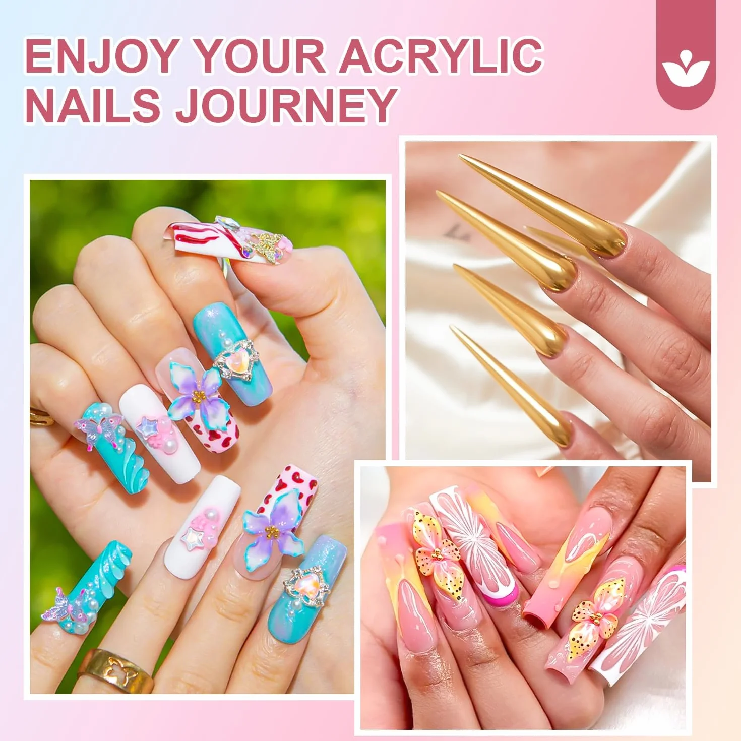 3 Pezzi Set di Pennelli per Unghie in Acrilico, Taglie 8/10/14 Kolinsky Pennello Acrygel Unghie, Professionali Pennelli Nail Art Unghie per Estensione delle Unghie e Intaglio delle Unghie 3D