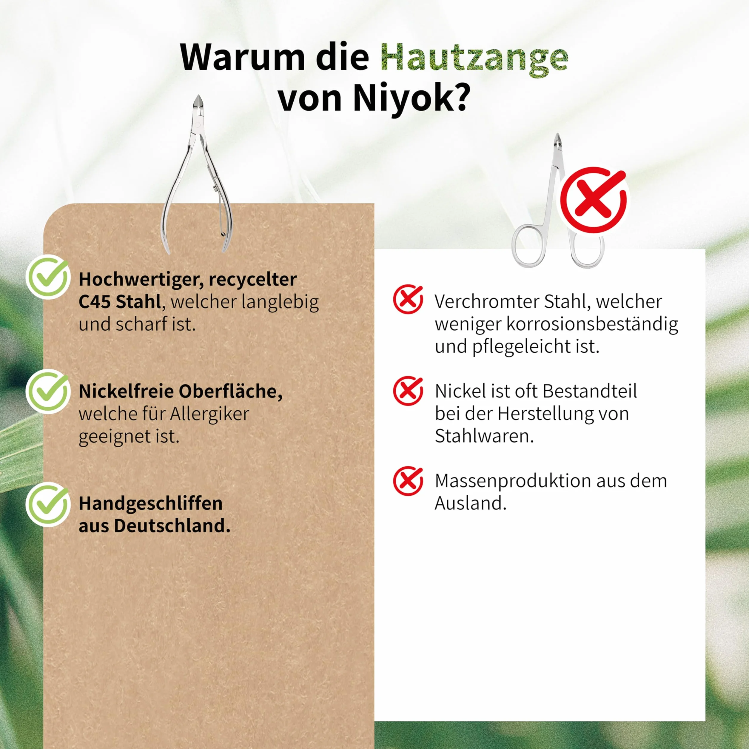 Niyok Solingen - Tagliaunghie fine • Tagliaunghie ad alta precisione per rimuovere le cuticole • Senza nichel • Tagliaunghie con lama affilata • Tagliacuticole • Made in Germany