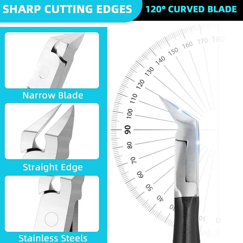 AOOWU Tagliaunghie Inox Professionale, Tronchesino Unghie Piedi Lama Dritta, Tagliaunghie Piedi di Precisione, Tronchese Unghie, per Uper Unghie Spesse e Dure Pedicure e Manicure Strumenti