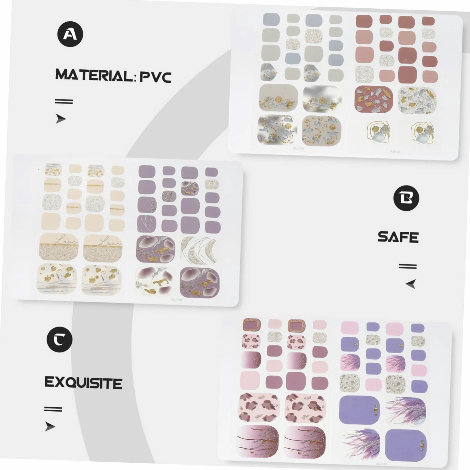 PACKOVE 5 Set Adesivi Per Unghie Autoadesivi Con Decorazioni Creative Per Manicure Adatti Per Eventi E Rimuovibili E Facili Applicare 6 Fogli*5