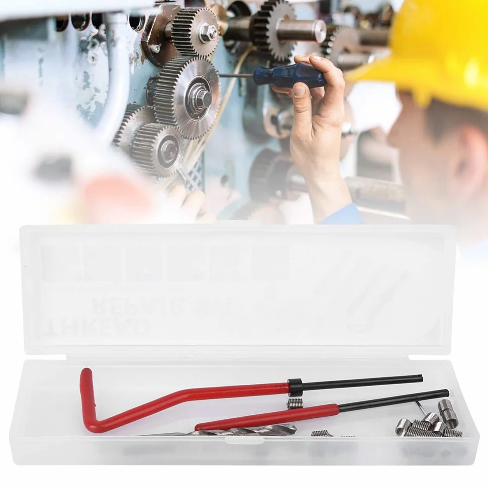 Tbest Kit di Riparazione Filettatura M4, 25 Pezzi con Scatola di Plastica