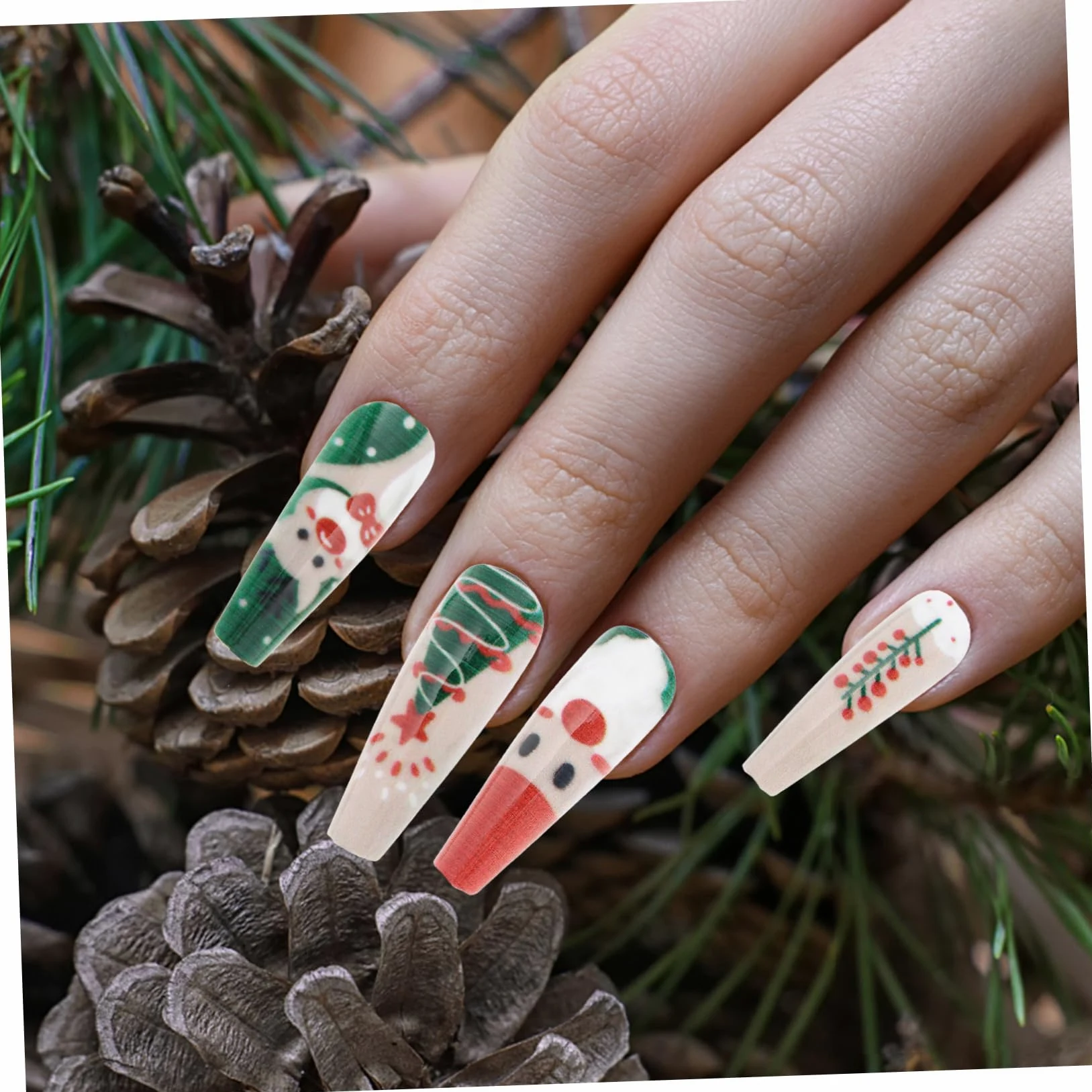 ABOOFAN 864 Pezzi Adesivi Per Unghie Natalizi Forma Per Unghie in Plastica Punta Delle Fai Da Te Punta Di Estensione Dell'unghia Bara Unghia Manicure Abbigliamento Donna Addominali