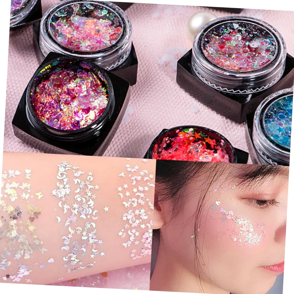 POPETPOP Set Da 2 Pezzi vistoso gel di paillettes per il corpo trucco arredamento del corpo bglossy gel per il corpo glitterato gel di paillettes per il viso gel per il corpo con paillettes