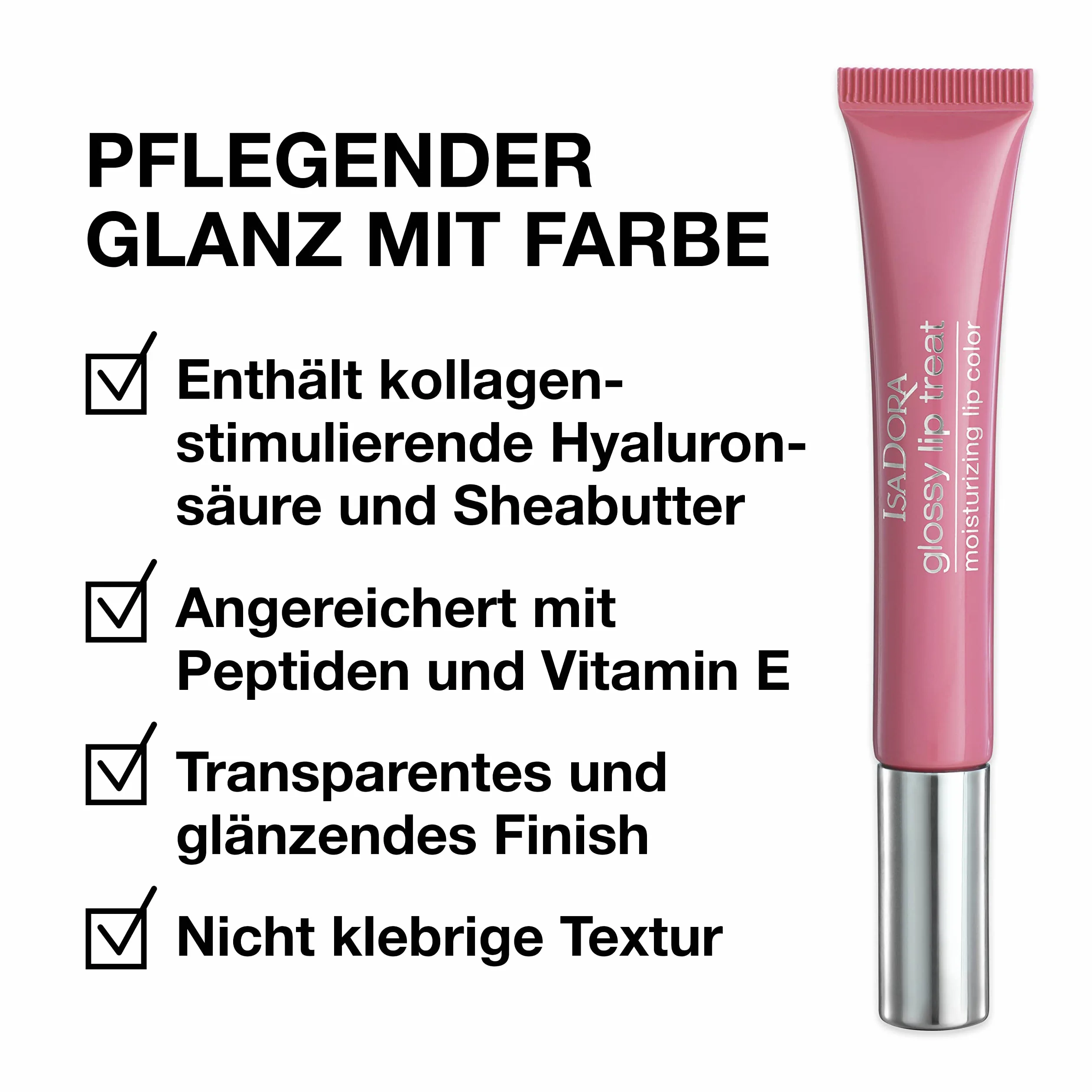 IsaDora Glossy Lip Treat - Lucidalabbra nutriente per labbra piene - Stimola la formazione di collagene - lucentezza unica senza colla - Vegano con burro di karitè - Pink Pearl