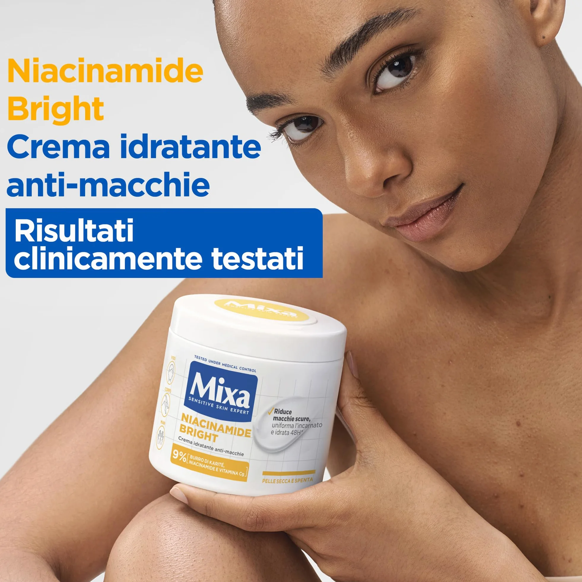 Mixa Crema Idratante Anti-Macchie Niacinamide 9% Vitamina C Burro di Karité 400 ml