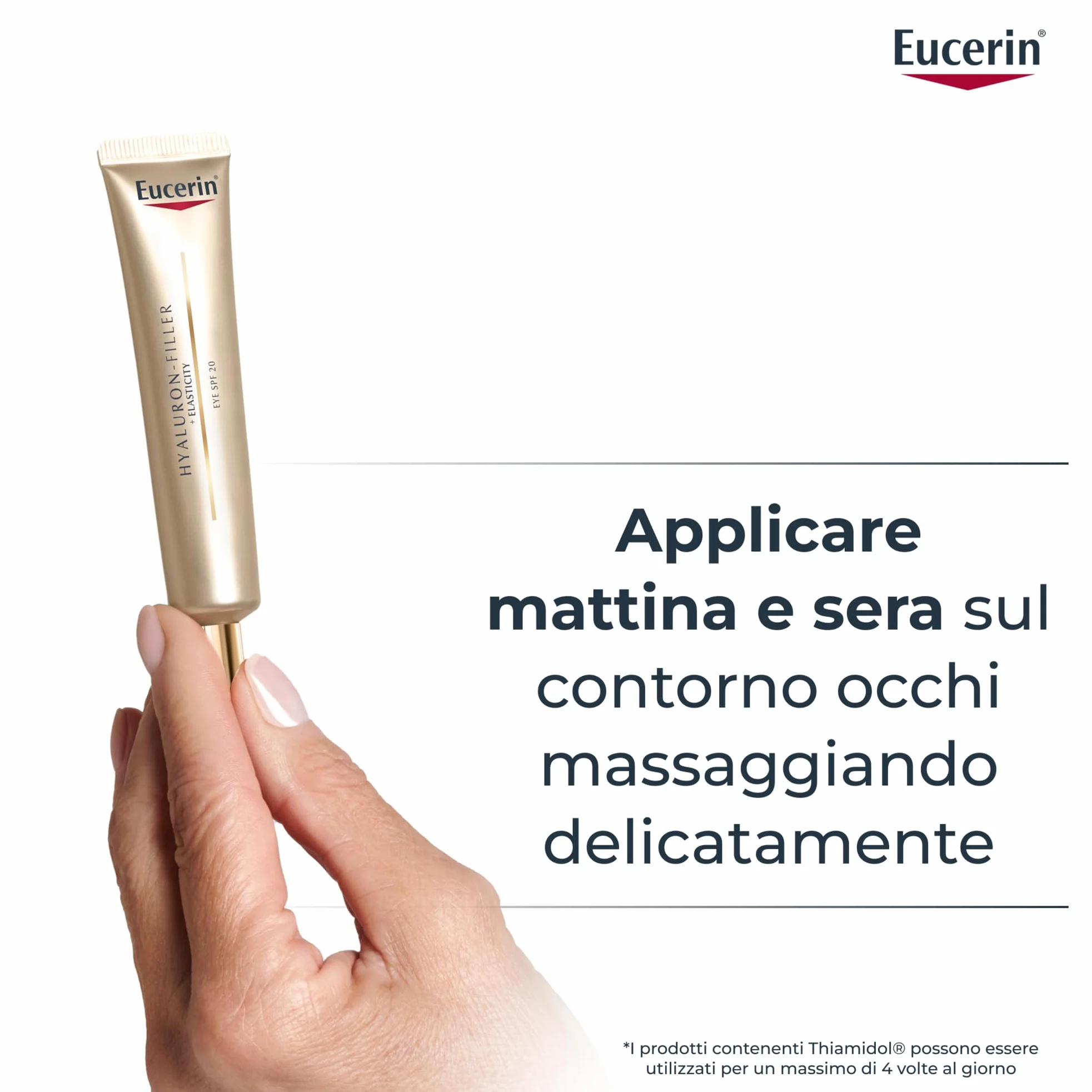 Eucerin Hyaluron-Filler + Elasticity Contorno Occhi SPF 20 15ml, Crema contorno occhi antirughe e crema occhiaie 2in1, Formula con Acido Ialuronico per tutti i tipi di pelle