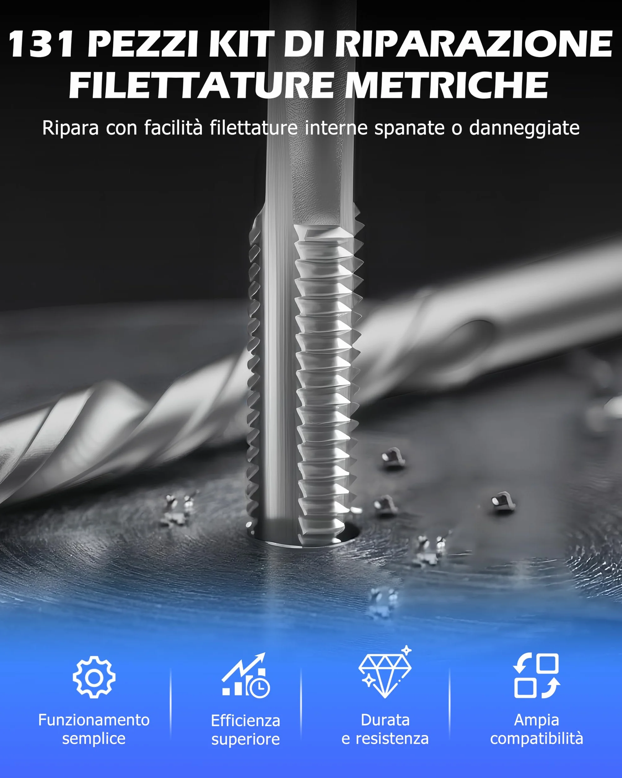 DAYUAN 131 pezzi set riparazione trapano Helicoil M5 M6 M8 M10 M12 manicotto filettato