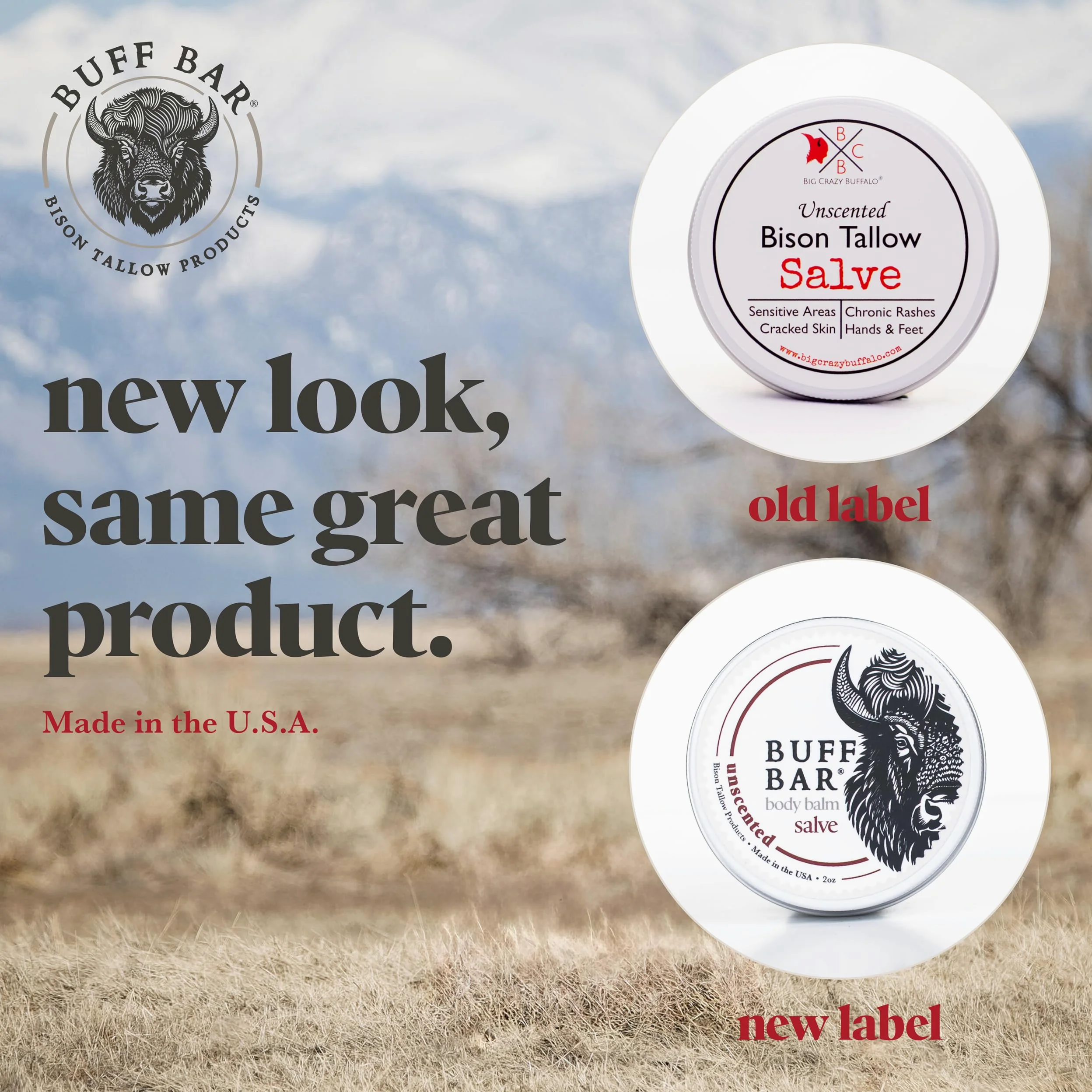 Big Crazy Buffalo - Unguento al sebo di bisone puro, senza profumo, 1 confezione, senza ingredienti irritanti, semplice e pulito, burro per il corpo