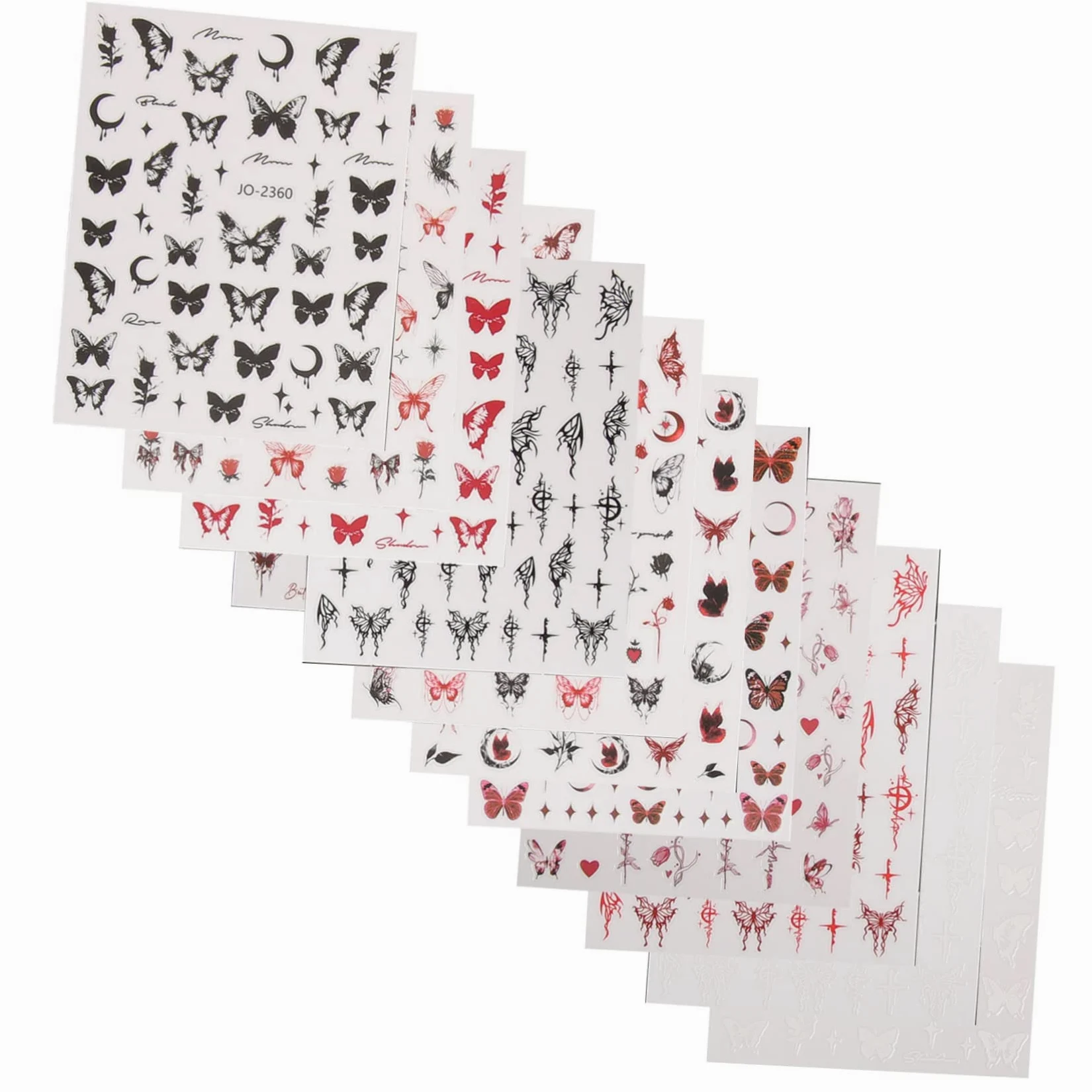BESTYASH 5 Set Adesivo A Farfalla Scuro Giglio Carino Per Adesivi Uv Etichetta Guidato Arte Rapido Premere- Unghie Dei Piedi 12 Fogli*5