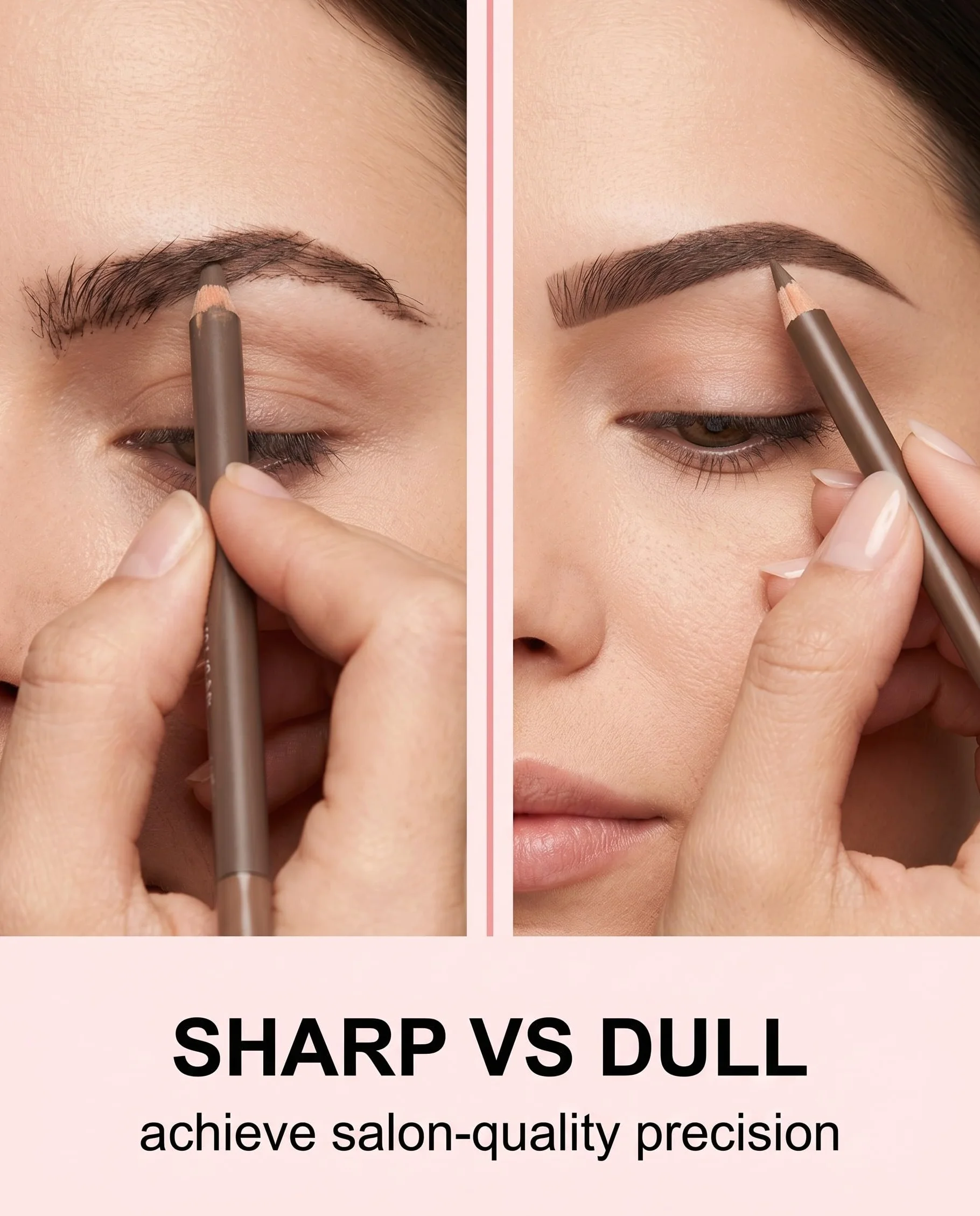 Temperamatite Trucco Universale 2 Pezzi Rosa, con Lame di Precisione per Matite Sopracciglia, Labbra, Eyeliner