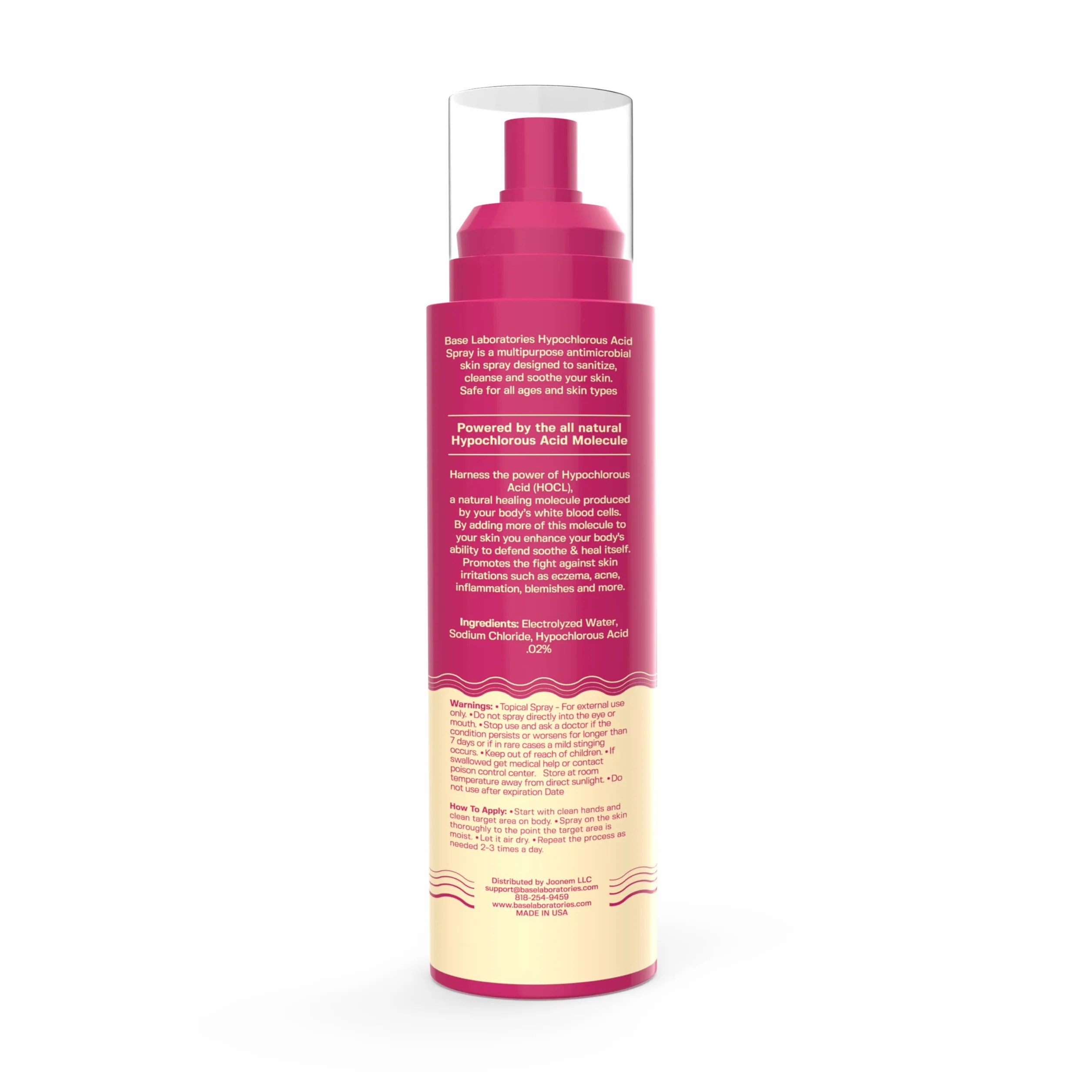 BASE LABORATORIES Spray acido ipocloroso, guarigione della pelle per ferite, soluzione spray per la cura delle ferite, eczema, tatuaggi e piercing | lavaggio delle ferite con soluzione salina