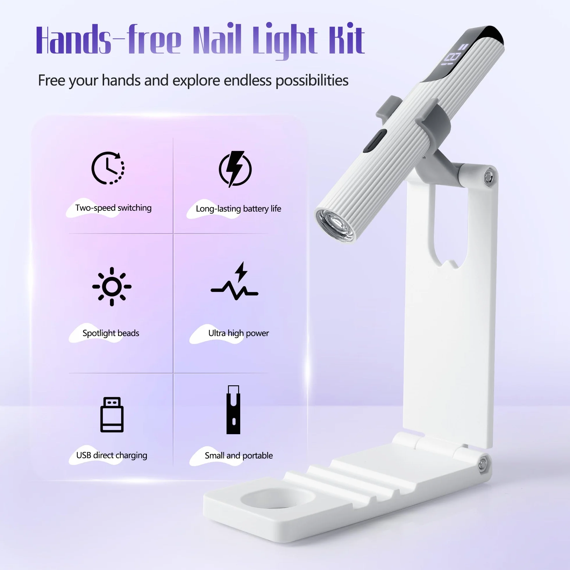 Romon Mini Lampada UV LED Unghie 3W USB Ricaricabile Portatile con Timer 20/60s per Asciugatura Gel Salone Casa Bianco