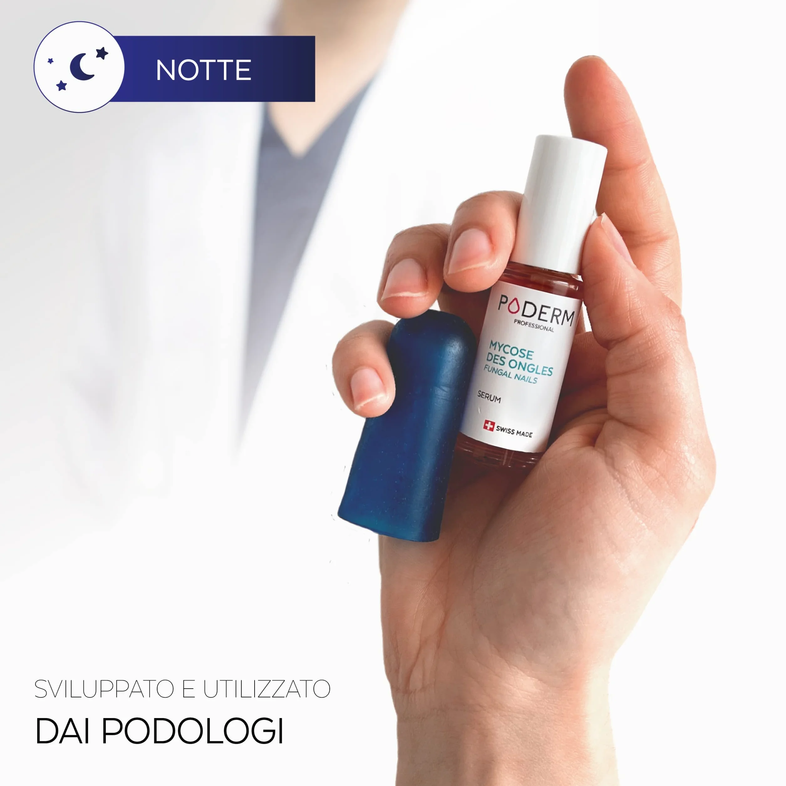 PODERM – MICOSI UNGHIE PIEDE TRATTAMENTO INTENSIVO NOTTE 2 in 1 – Elimina la micosi e rinnova l'unghia durante il sonno | VEGAN | Trattamento professionale piedi/mani | Facile e rapido | SWISS MADE