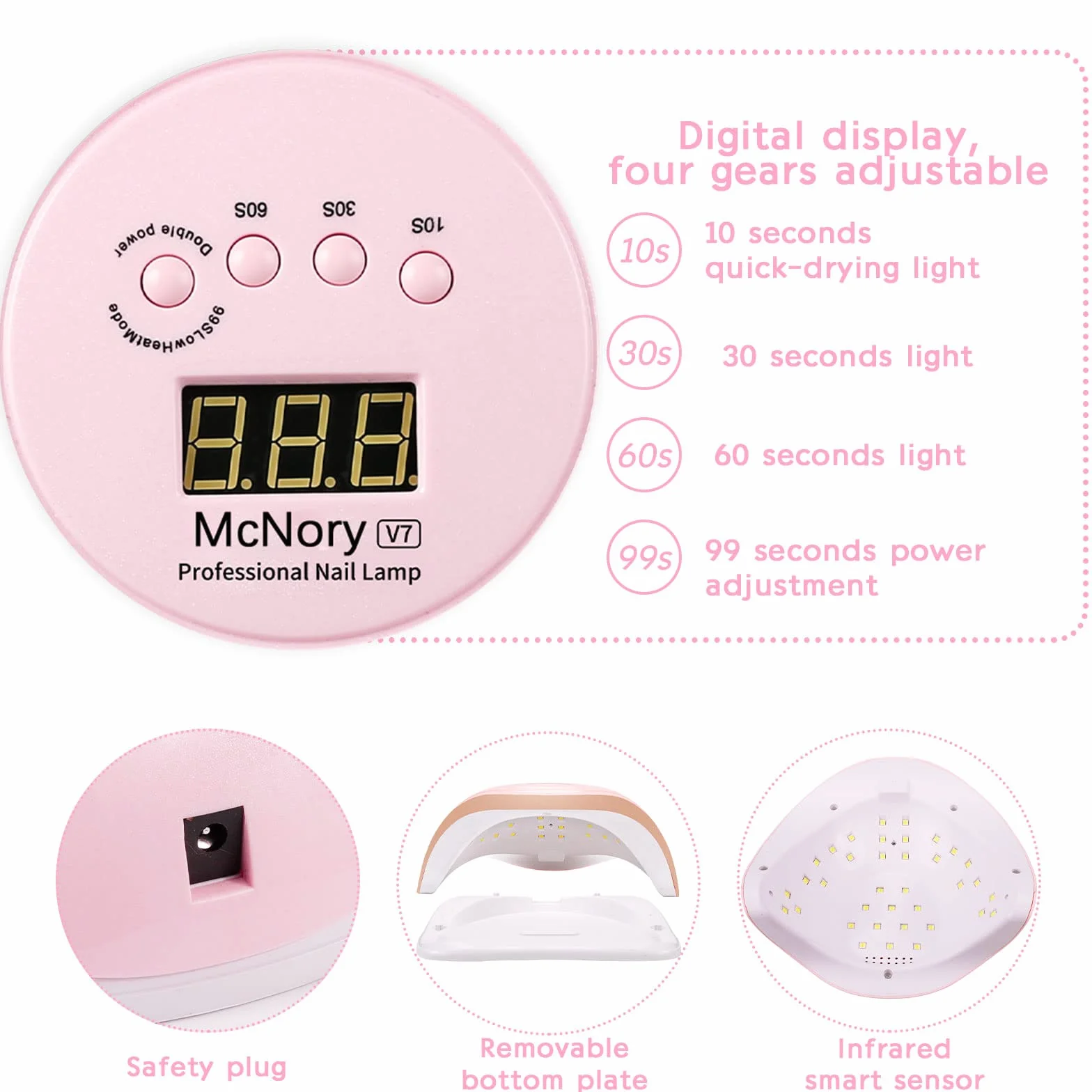 Lampada Unghie LED UV Professionale,168W Fornetto Unghie Può Curare Rapidamente,Sensore Di Avvio Automatico,Timers da 10s/30s/60s/90s,LCD Display Lampada per unghie per Gel Nail Polish Light