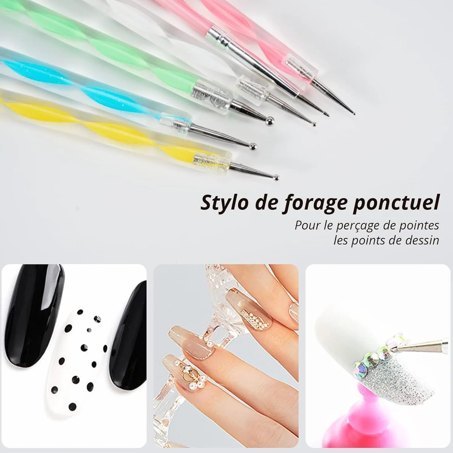 20 Pennelli per Unghie, Pennello per Gel con Punta Dotting, Pennello per Costruzione Gel UV, Pennello Sottile per Unghie Acrilico per Design Nail Art Fai-da-Te - Rosa