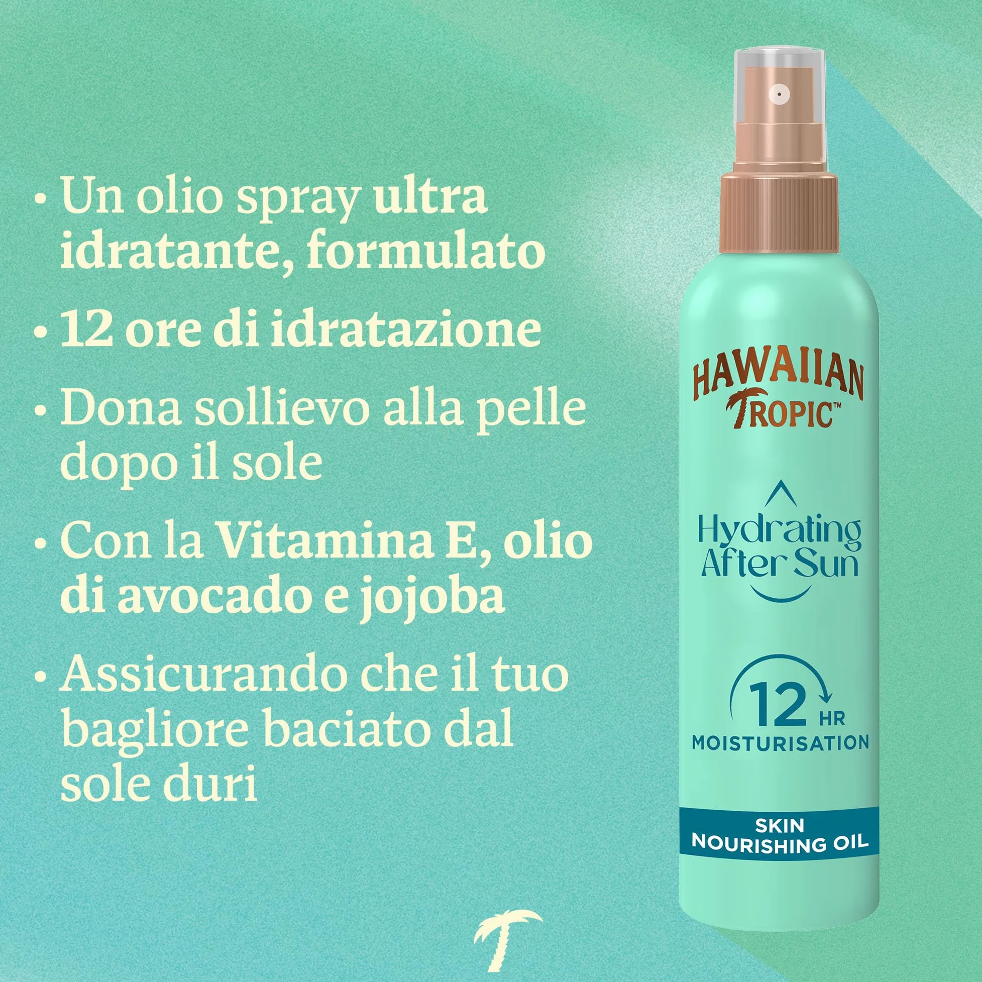 HAWAIIAN TROPIC Hydrating After Sun Oil 150ml, assorbimento rapido, avocado & Jojoba, resistente all'acqua, vegano