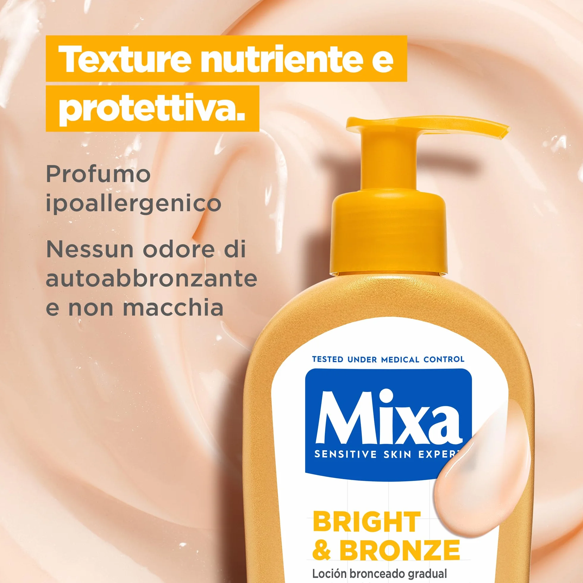 Mixa Lozione Abbronzante Viso Corpo 250 ml Carnagioni Chiare Medie Abbronzatura Progressiva Naturale DHA Vegetale Glicerina