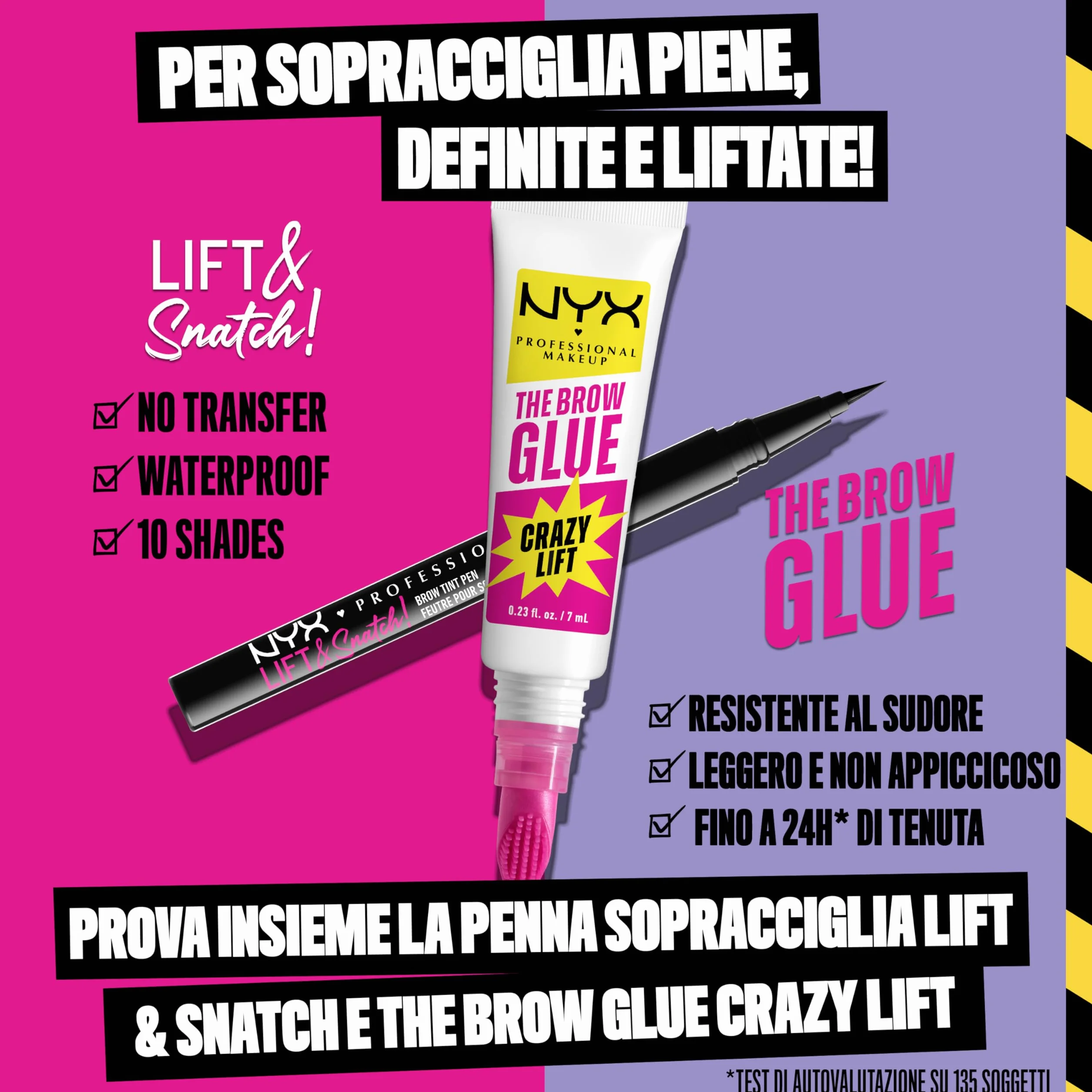 NYX Professional Makeup The Brow Glue Crazy Lift Gel Sopracciglia, Effetto Laminazione, 7 ml