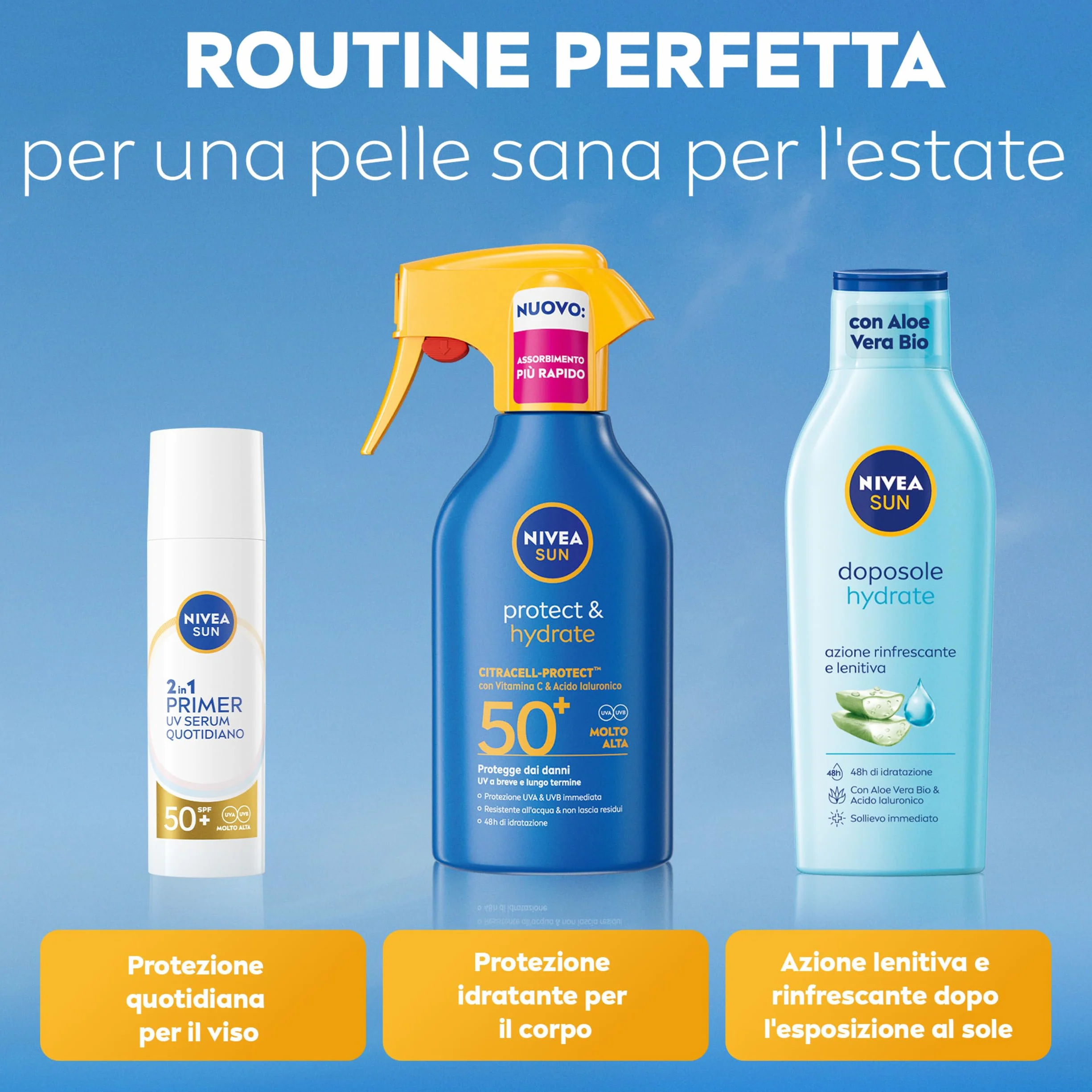 NIVEA SUN Protect & Hydrate Maxi Spray Solare SPF 50+ 270 ml Crema Solare 50 Spray Idratante 48h Ad Assorbimento Rapido