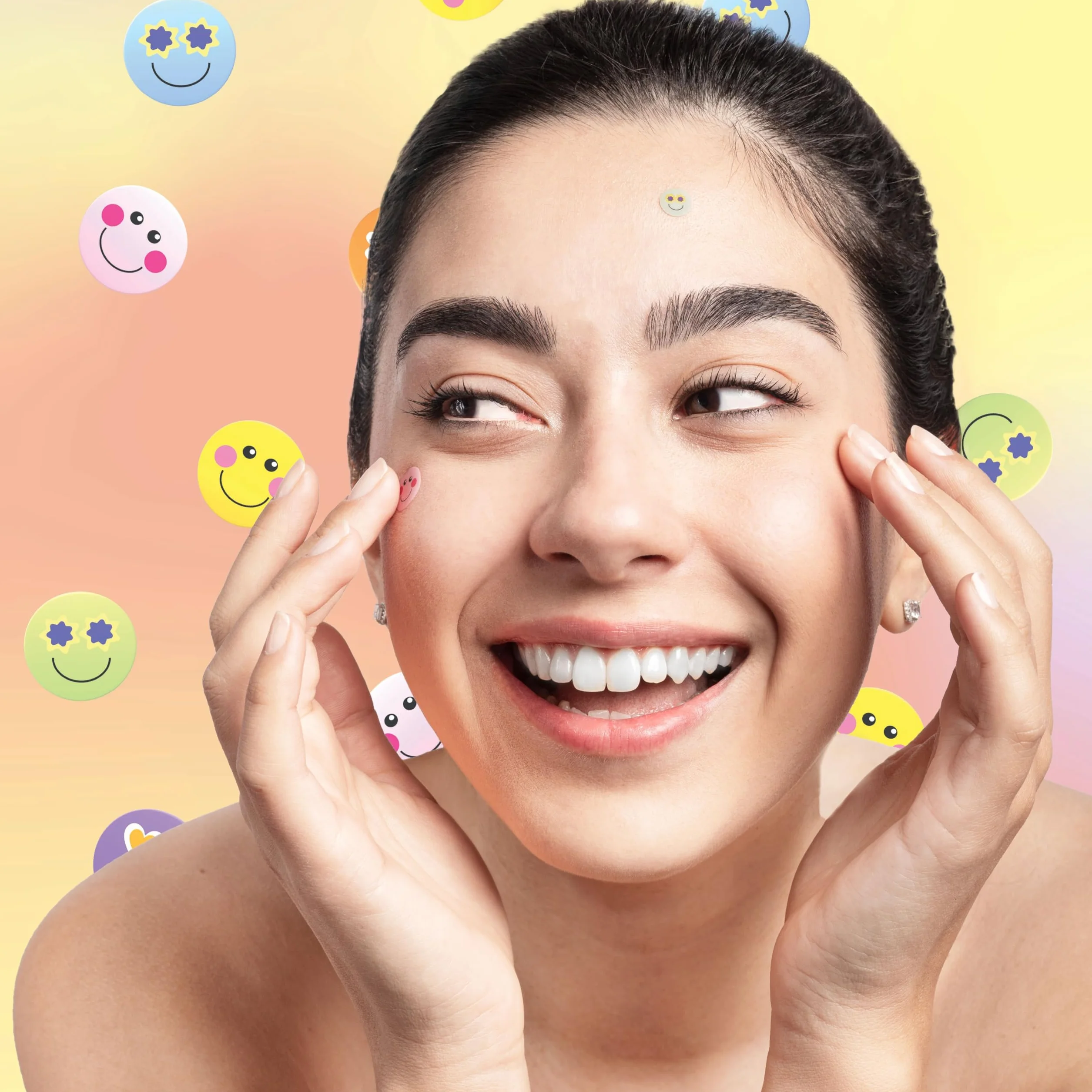 Wild Stripes - Anti-Pimple Patches Smile Stop - Cerotti brufoli colorati con olio di tea tree per cura rapida ed efficace - Anti brufoli e punti neri - Pelle impura - 24 pezzi