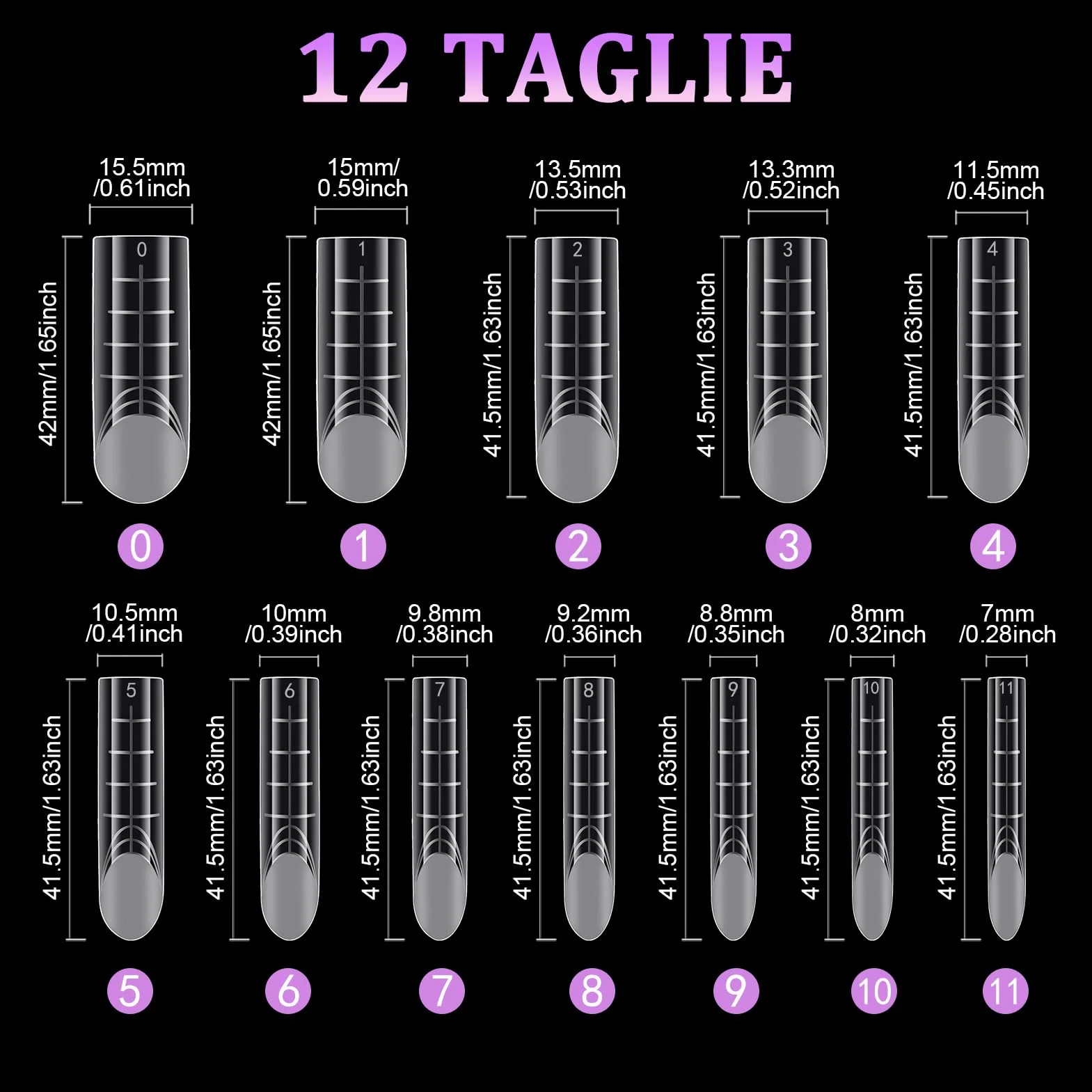 Kiiwah Dual Form Unghie 120 Pezzi, Durevole Riutilizzabile Sistema Dual Nail Form con Scala Graduata per Nail Art