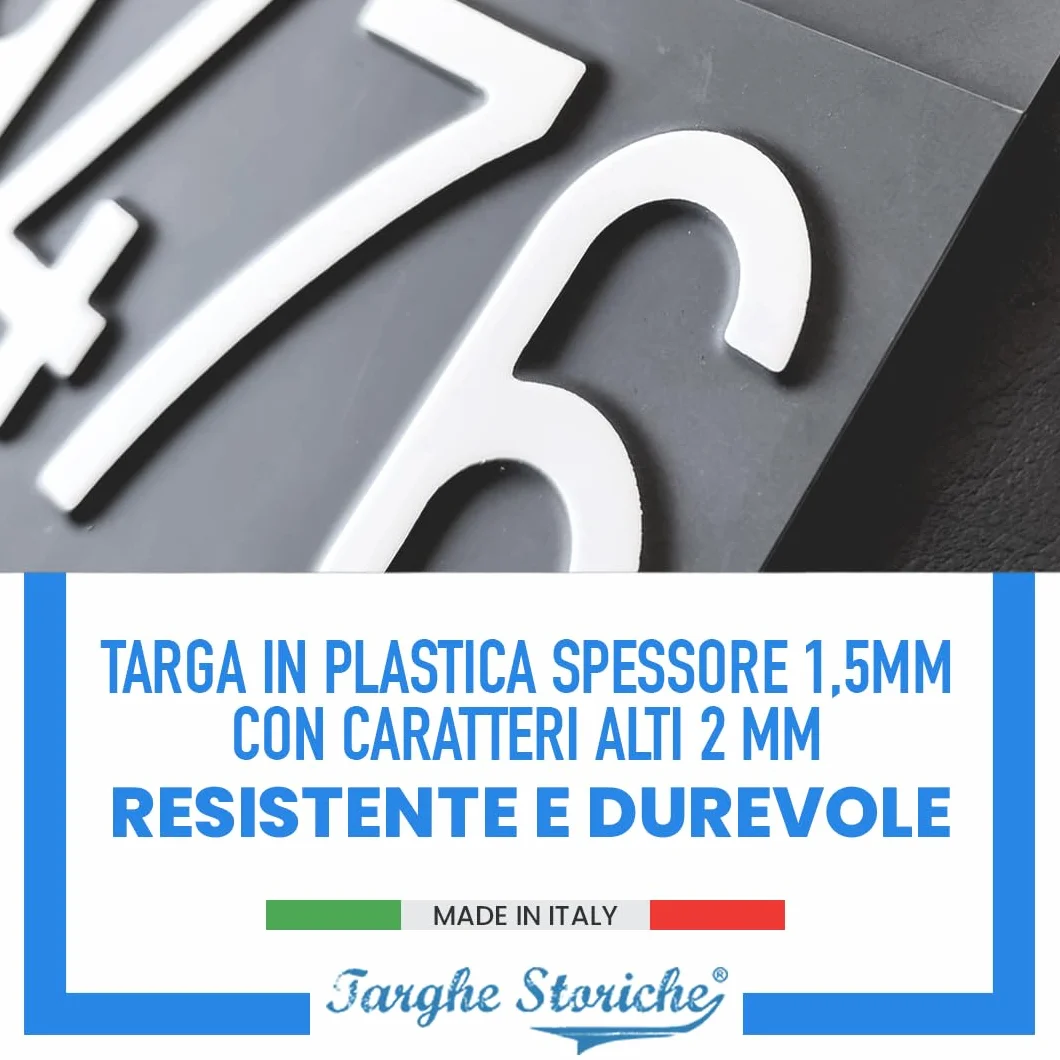 Targhe Personalizzate Modello Kit Completo Plastica 1976-1984 Lettere Numeri Rilievo Made in Italy