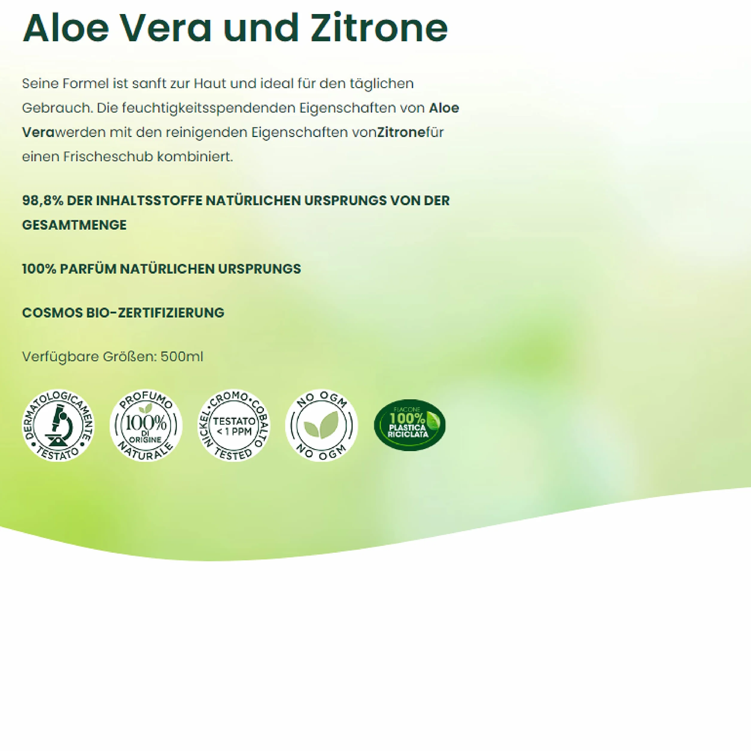 Felce Azzurra Bio - Bagnoschiuma Aloe Vera e Limone Idratante e Purificante, Bagno Schiuma Profumato Detergente Delicato per Pelle Morbida, Bagnodoccia Certificato e Dermatologicamente Testato, 500 ml