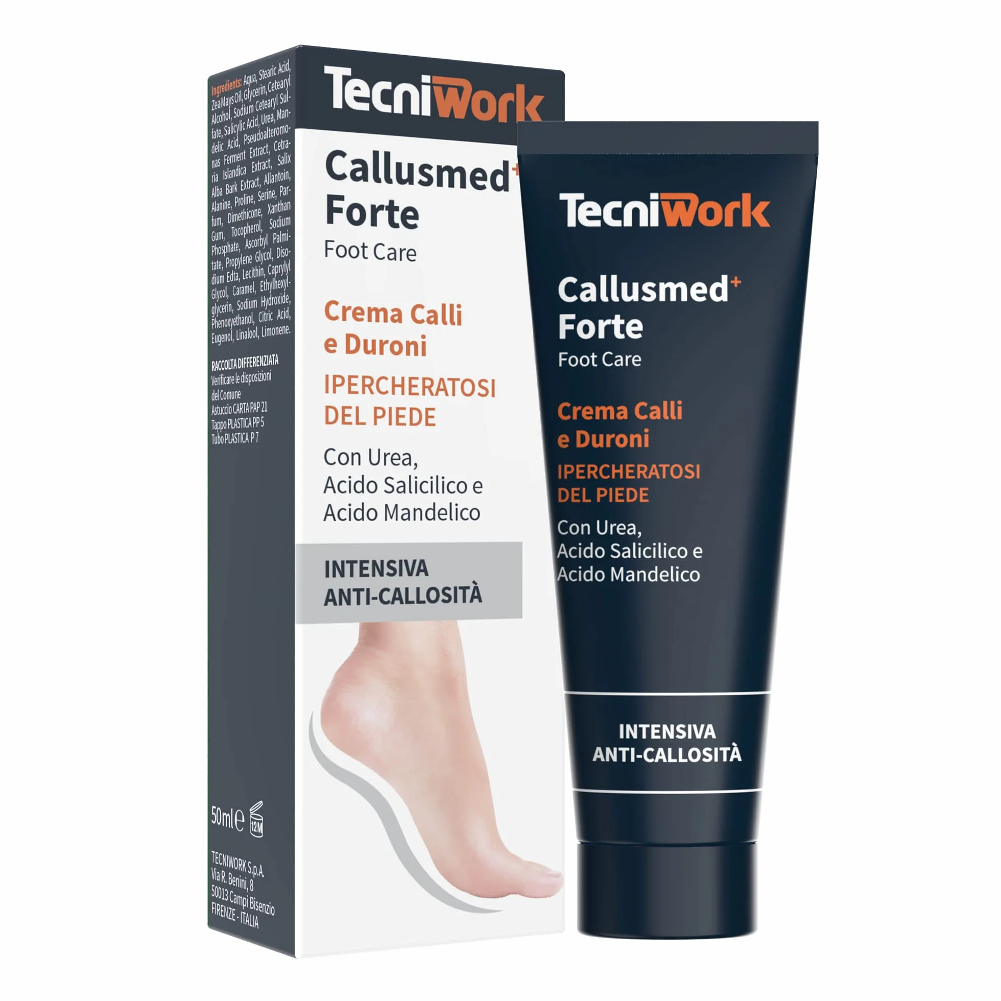 Callusmed FORTE - Crema Intensiva Anti-Callosità Levigante e Ammorbidente per Piedi con Acido Salicilico, Mandelico, Urea e Allantoina 50 ml